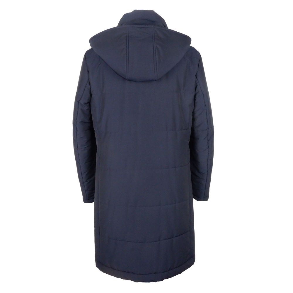 Made in Italy Blue Wool Men's Raincoat Made in Italy