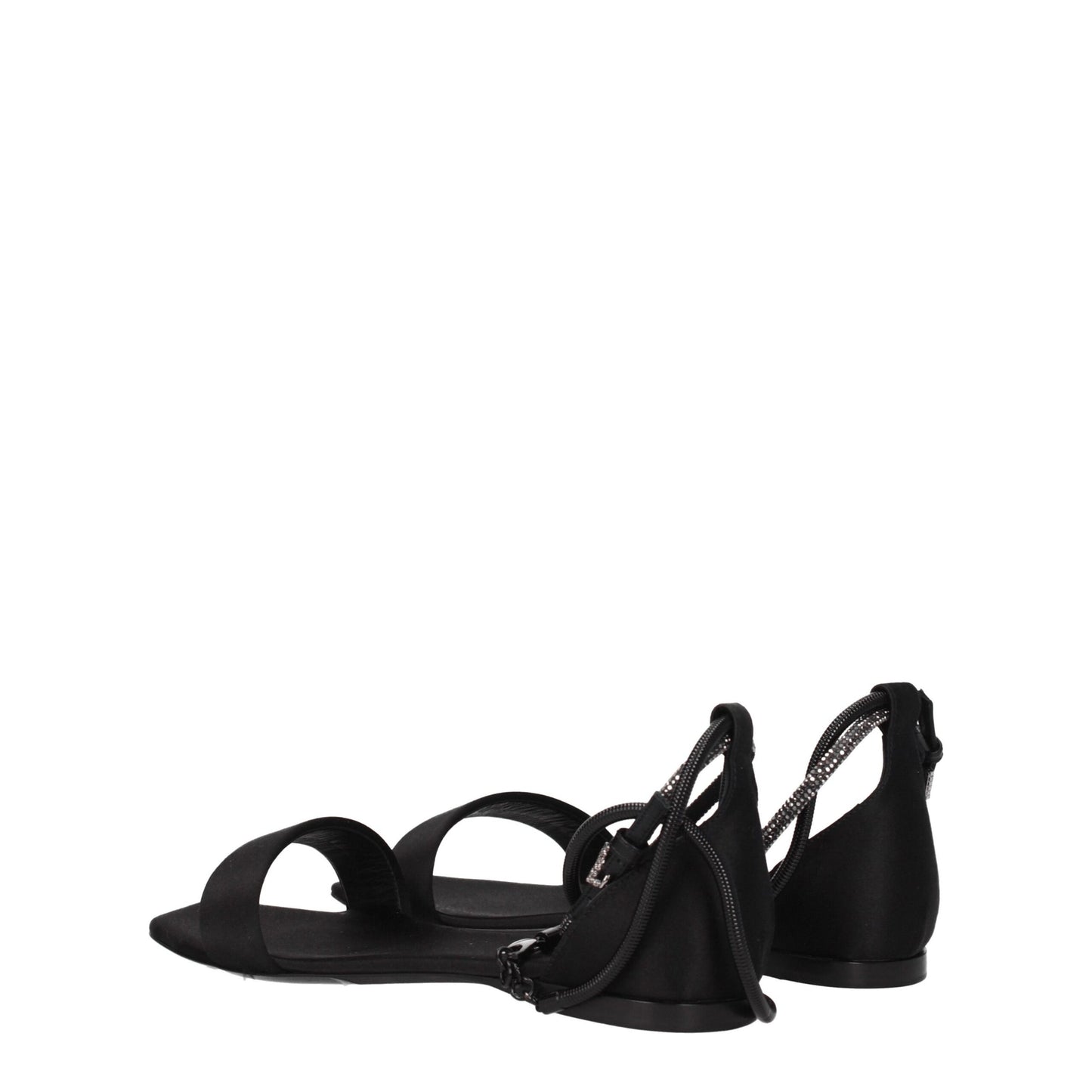 Max Mara Black Satin Flat Sandals Max Mara