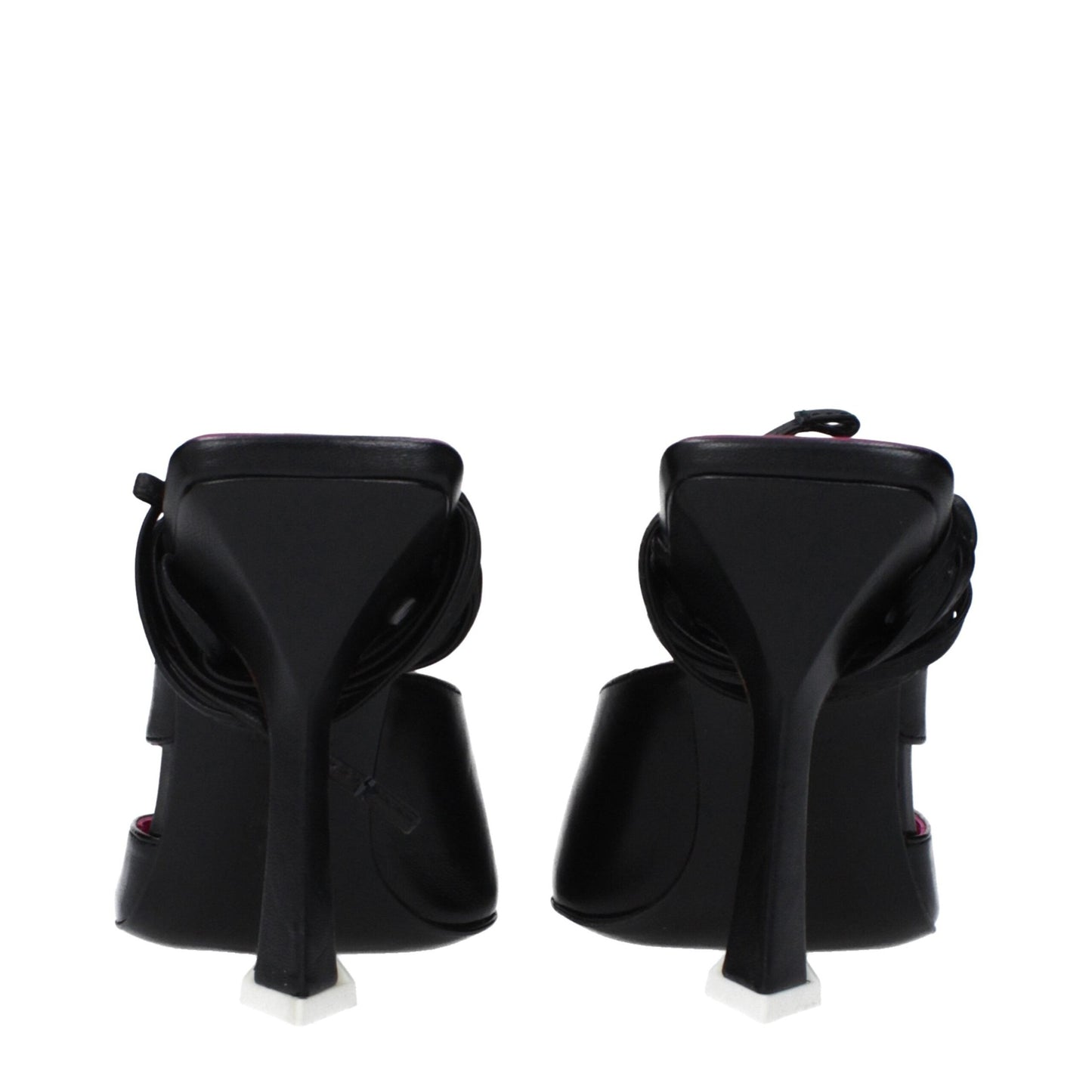 The Attico Black Leather Stiletto Heel Sandals The Attico