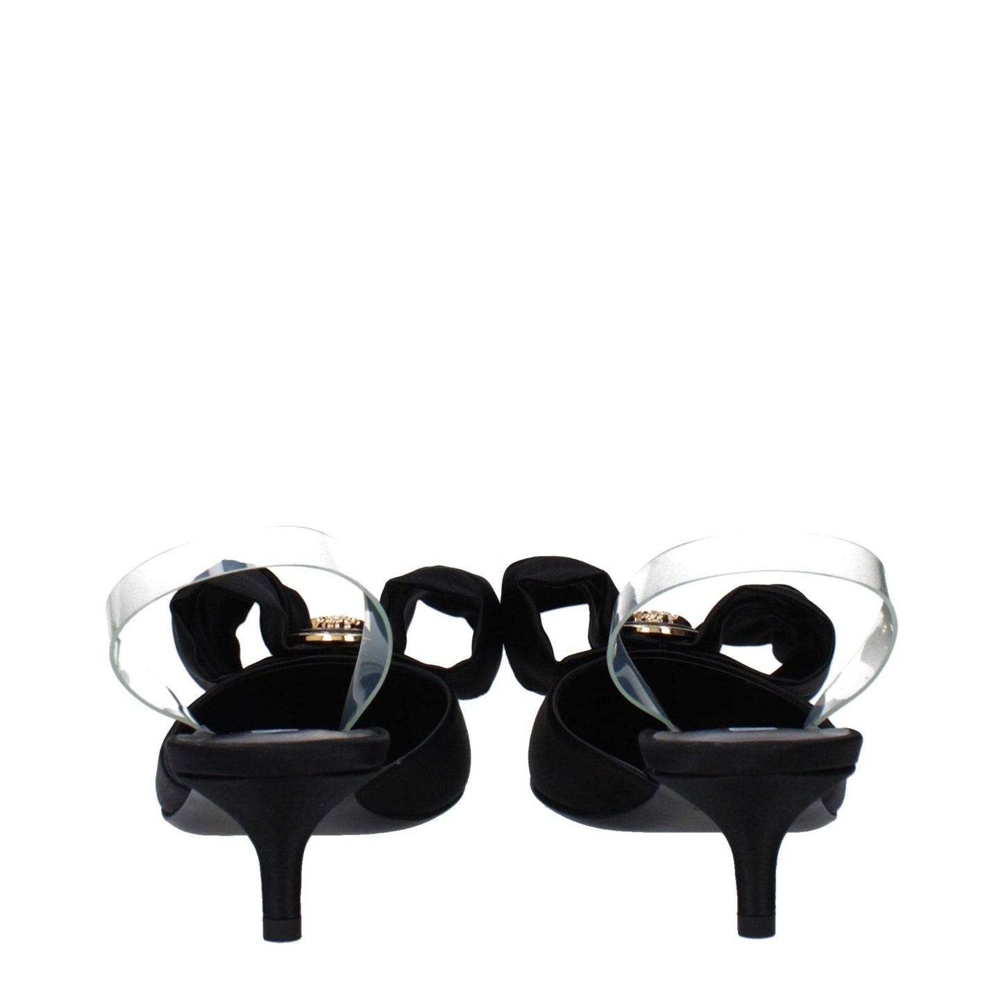 Versace Black Satin Flat Sandals Versace