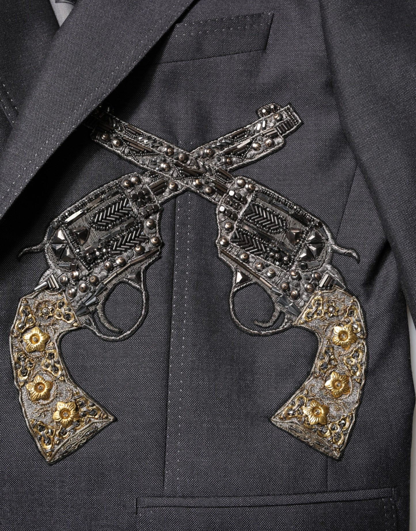 Dolce & Gabbana Dark Gray Bee Embroidery SICILIA Coat Blazer Dolce & Gabbana