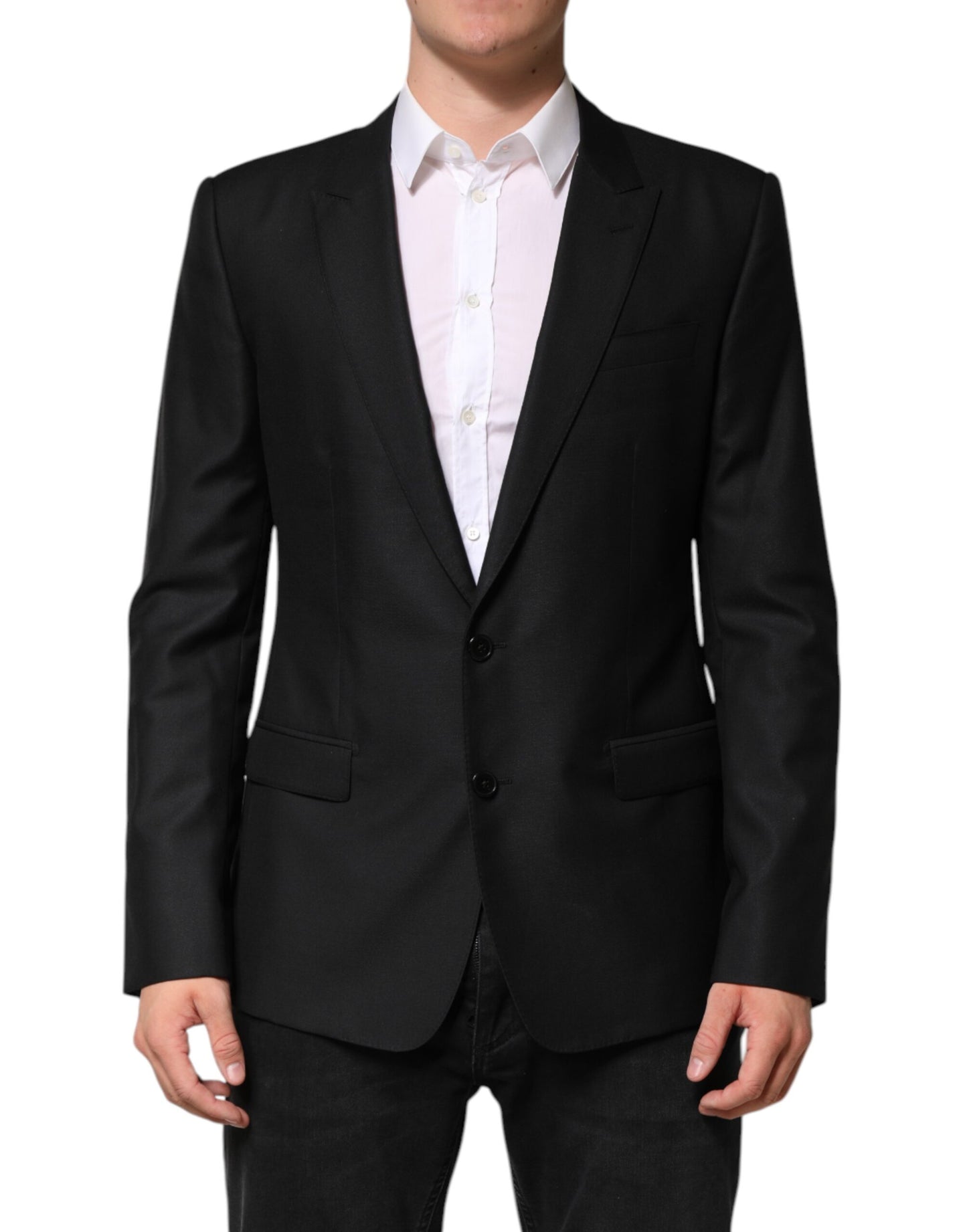 Dolce & Gabbana Black Wool Single Breasted Jacket Blazer Dolce & Gabbana