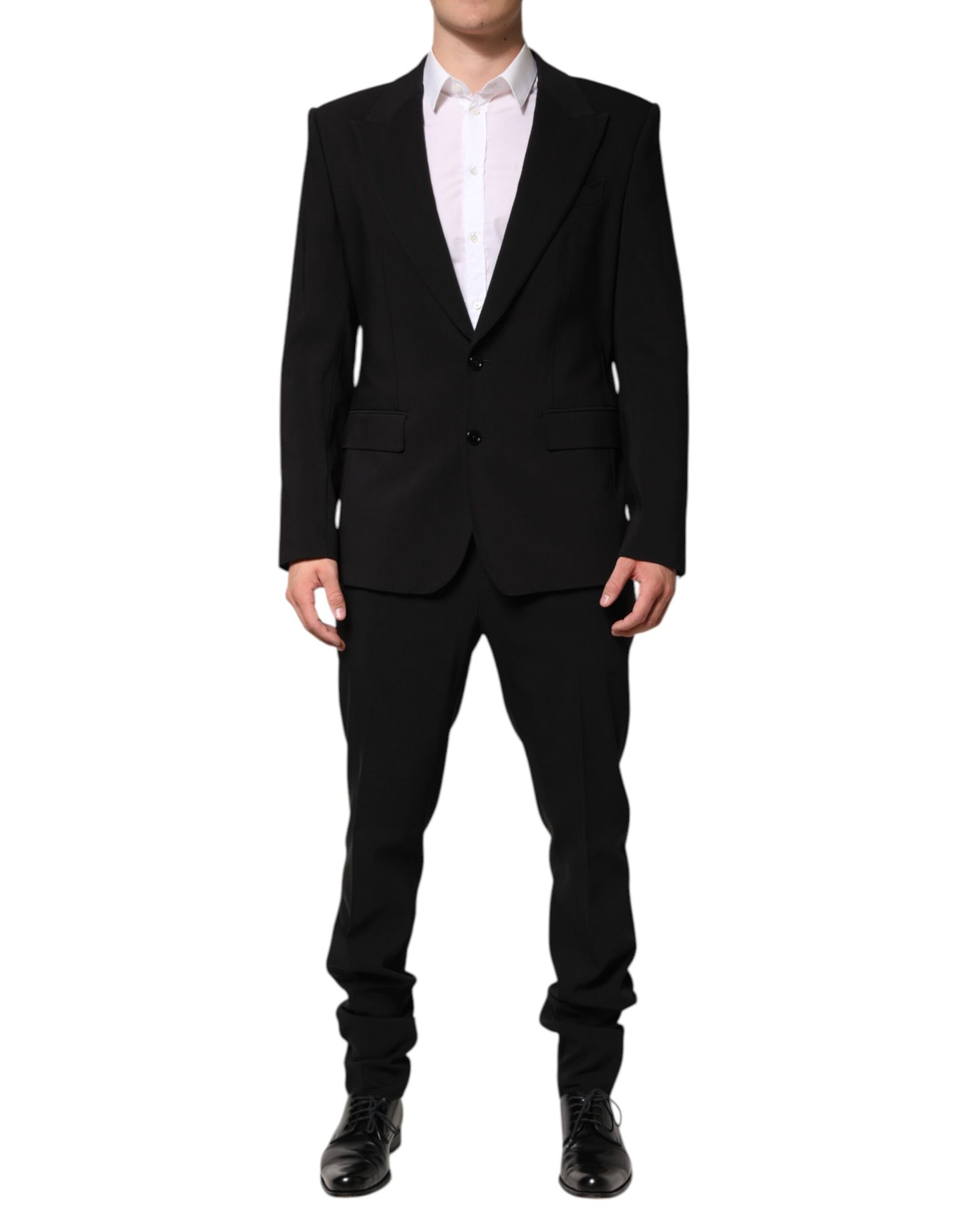 Dolce & Gabbana Black Cotton Single Breasted 2 Piece Suit Dolce & Gabbana