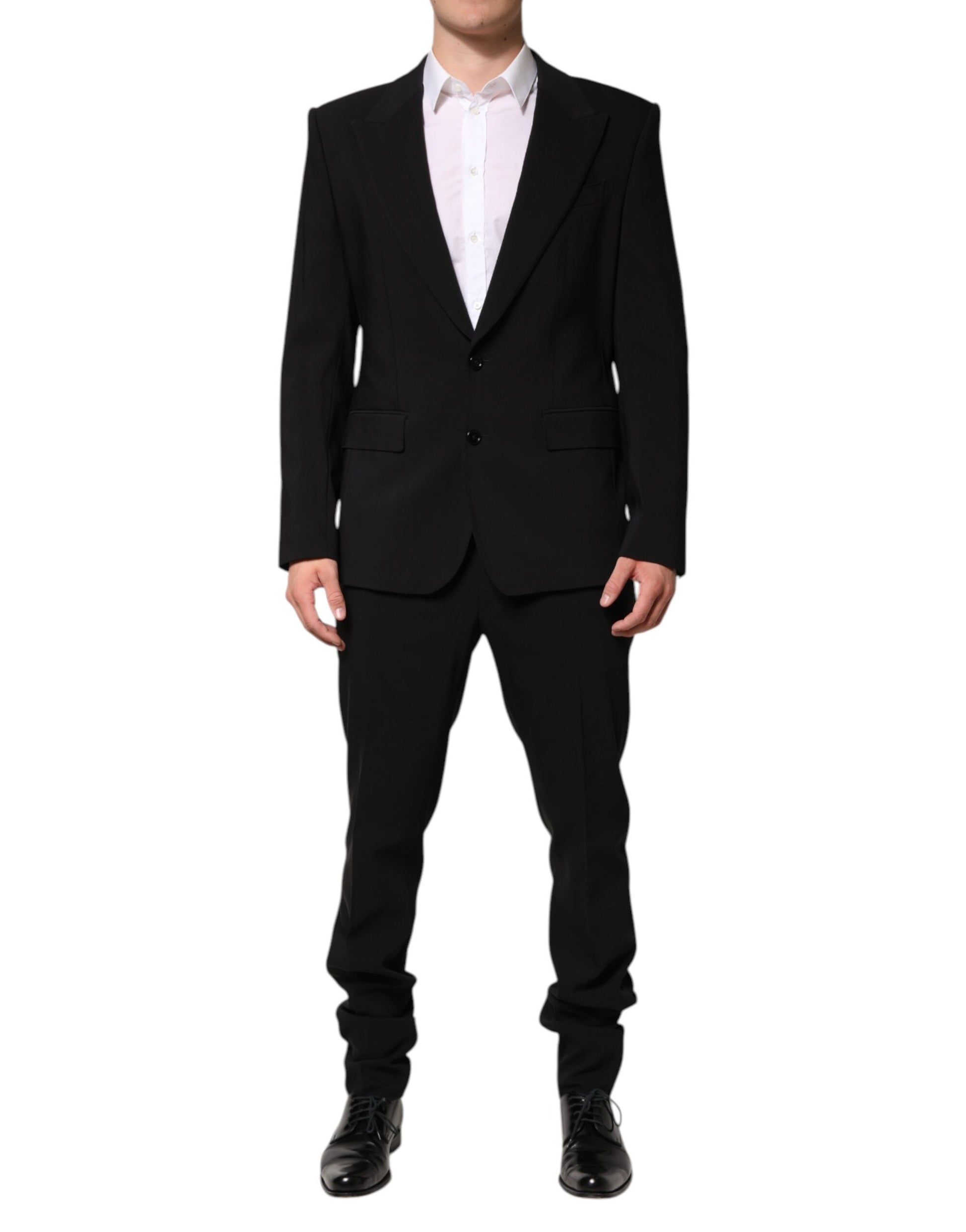 Dolce & Gabbana Black Cotton Single Breasted 2 Piece Suit Dolce & Gabbana