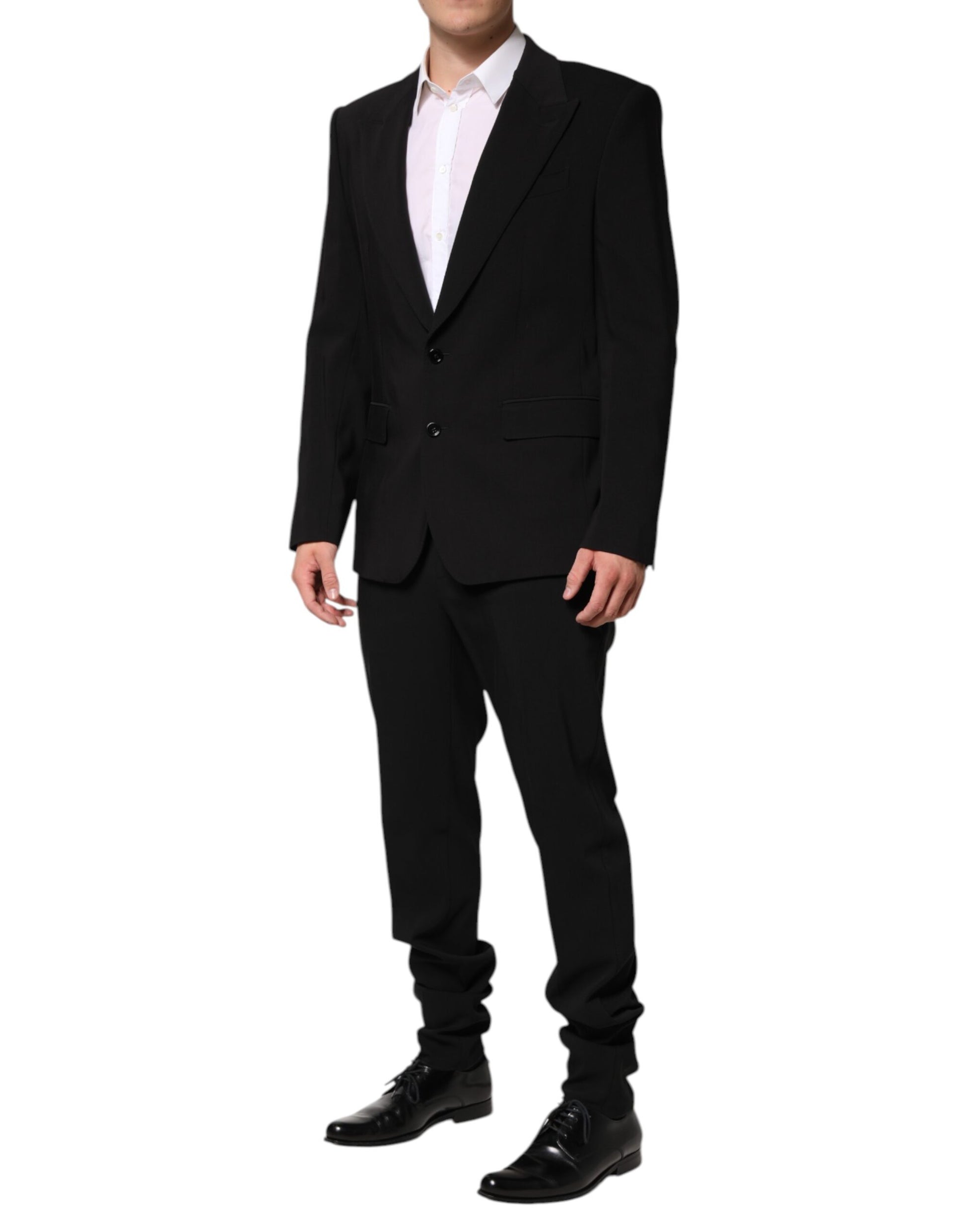 Dolce & Gabbana Black Cotton Single Breasted 2 Piece Suit Dolce & Gabbana