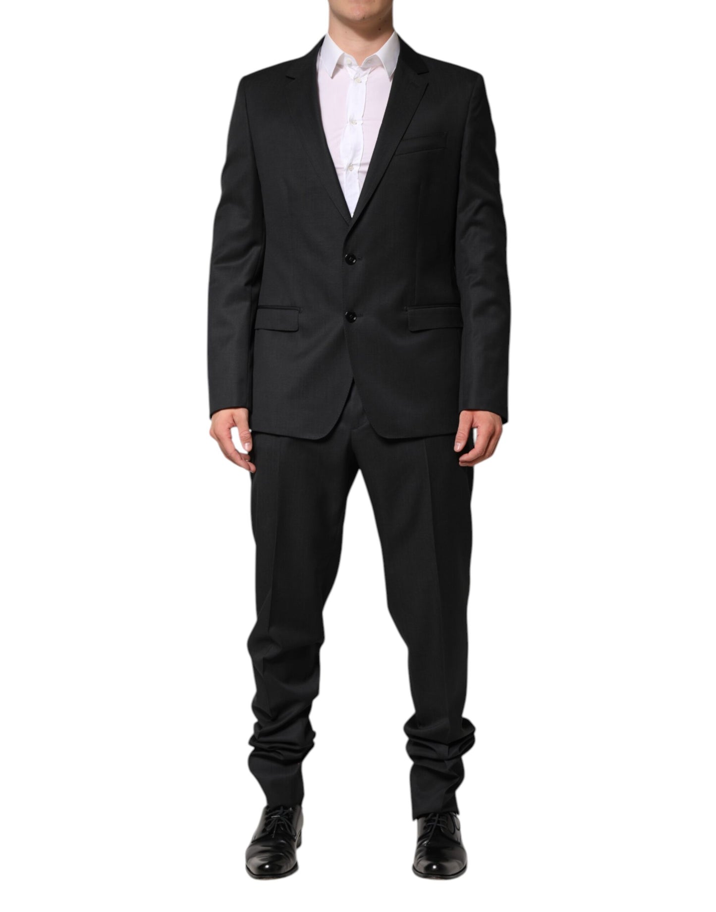 Dolce & Gabbana Dark Gray Wool Single Breasted 2 Piece Suit Dolce & Gabbana