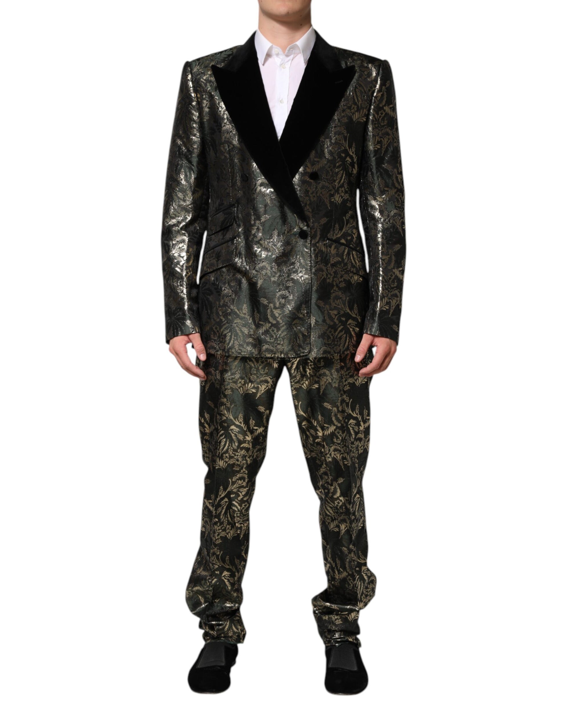 Dolce & Gabbana Metallic Floral Jacquard Silk 2 Piece Suit Dolce & Gabbana