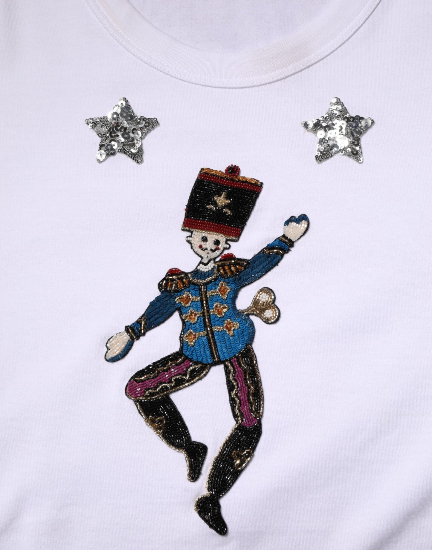 Dolce & Gabbana White Cotton Sequin Embellished Top T-shirt Dolce & Gabbana