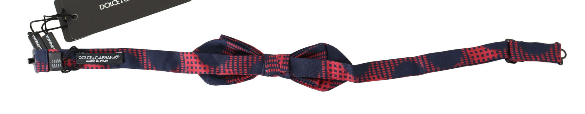Dolce & Gabbana Red Checkered 100% Silk Adjustable Men Neck Bow Tie Dolce & Gabbana