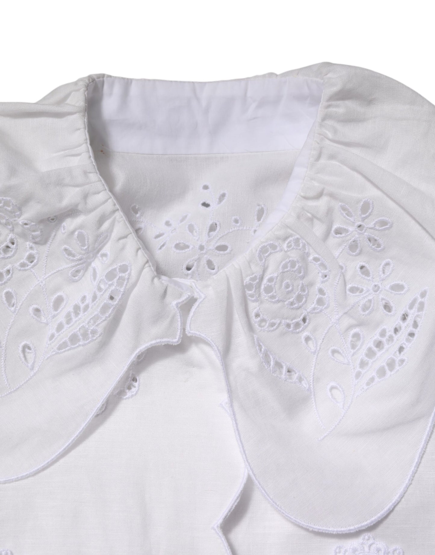 Dolce & Gabbana White Ruffled Lace Embellished Blouse Top Dolce & Gabbana