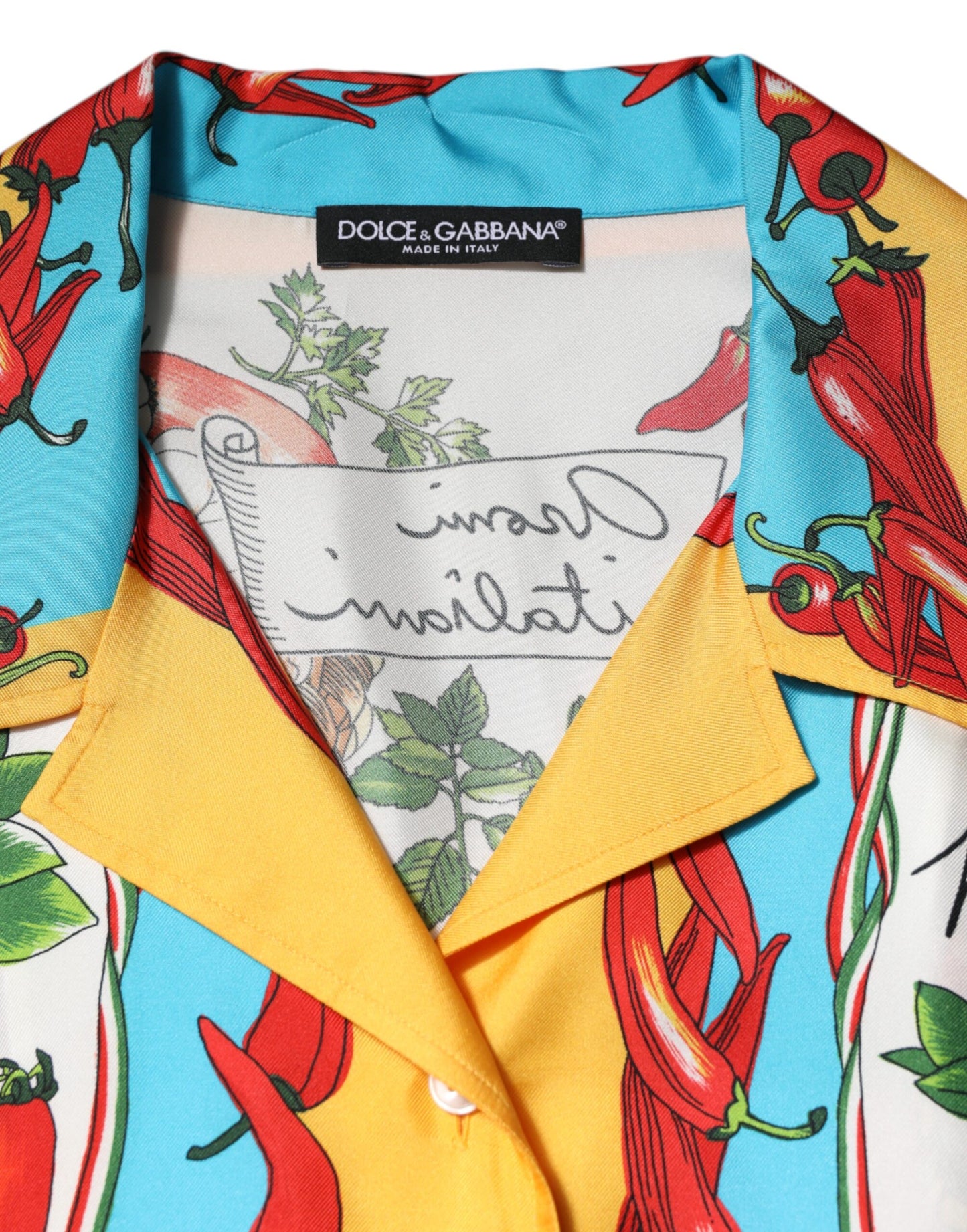 Dolce & Gabbana Multicolor Chili Silk Cropped Blouse Top Dolce & Gabbana