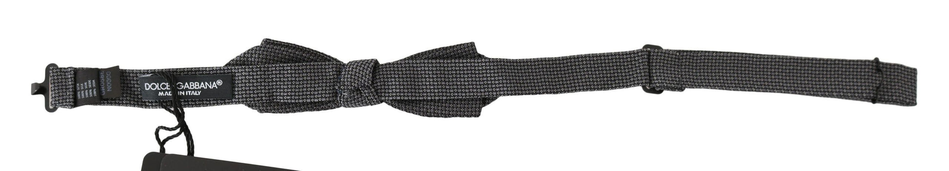 Dolce & Gabbana Gray Patterned Silk Adjustable Neck Bow Tie Papillon Dolce & Gabbana