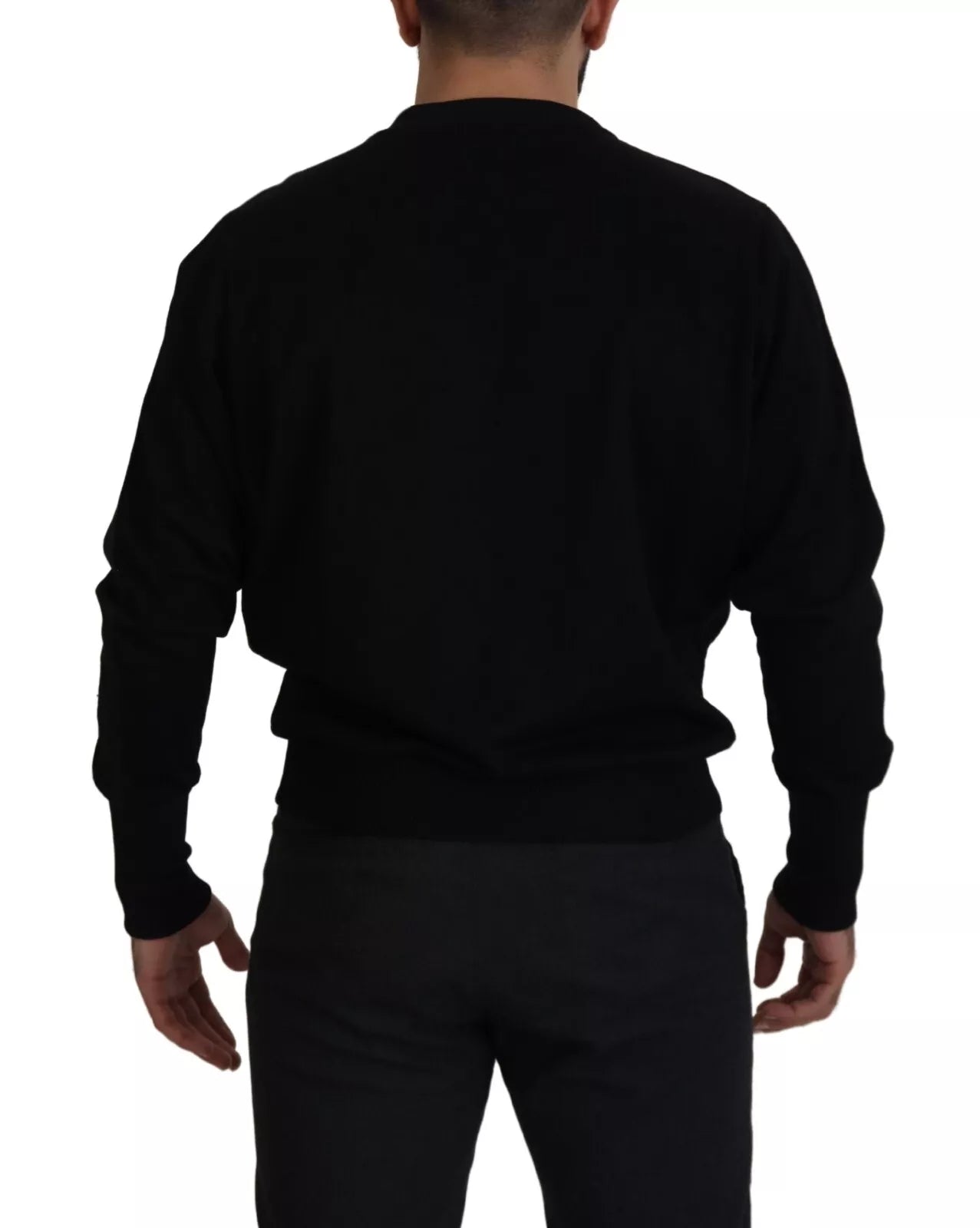 Dolce & Gabbana Black Cotton Crewneck Sweatshirt Sweater Dolce & Gabbana