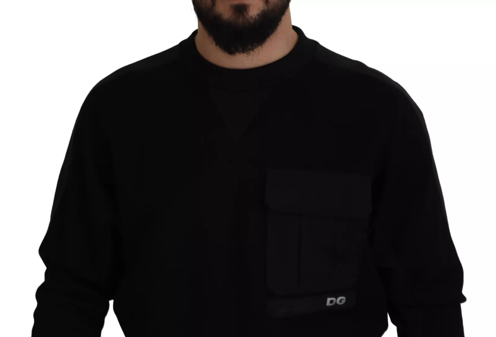 Dolce & Gabbana Black Cotton Crewneck Sweatshirt Sweater Dolce & Gabbana