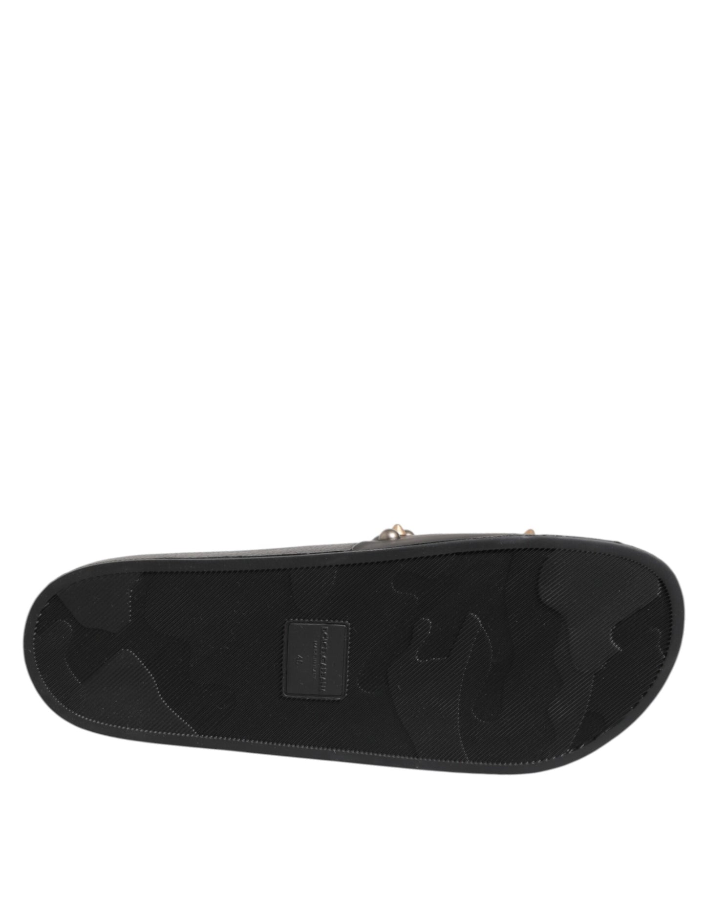 Dolce & Gabbana Black Rubber Sacred Heart Slides Men Beachwear Shoes Dolce & Gabbana