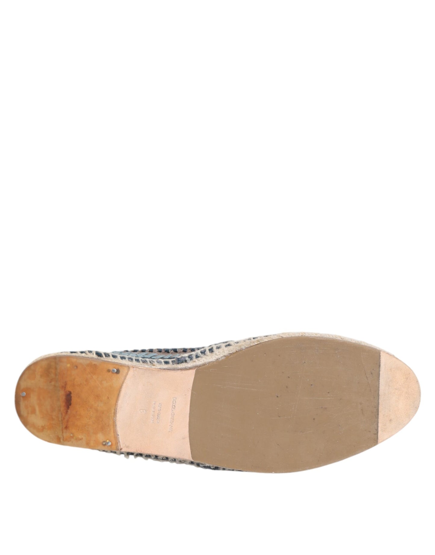 Dolce & Gabbana Blue Gray Woven Leather Buffalo Espadrille Shoes Dolce & Gabbana