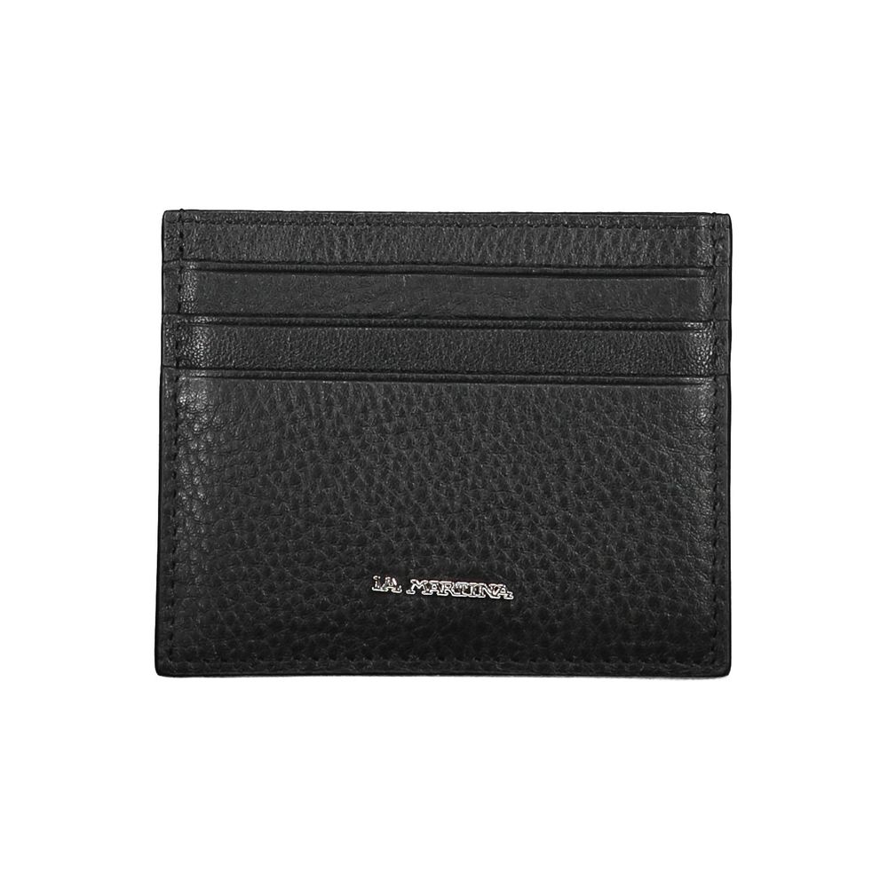 La Martina Black Leather Wallet La Martina