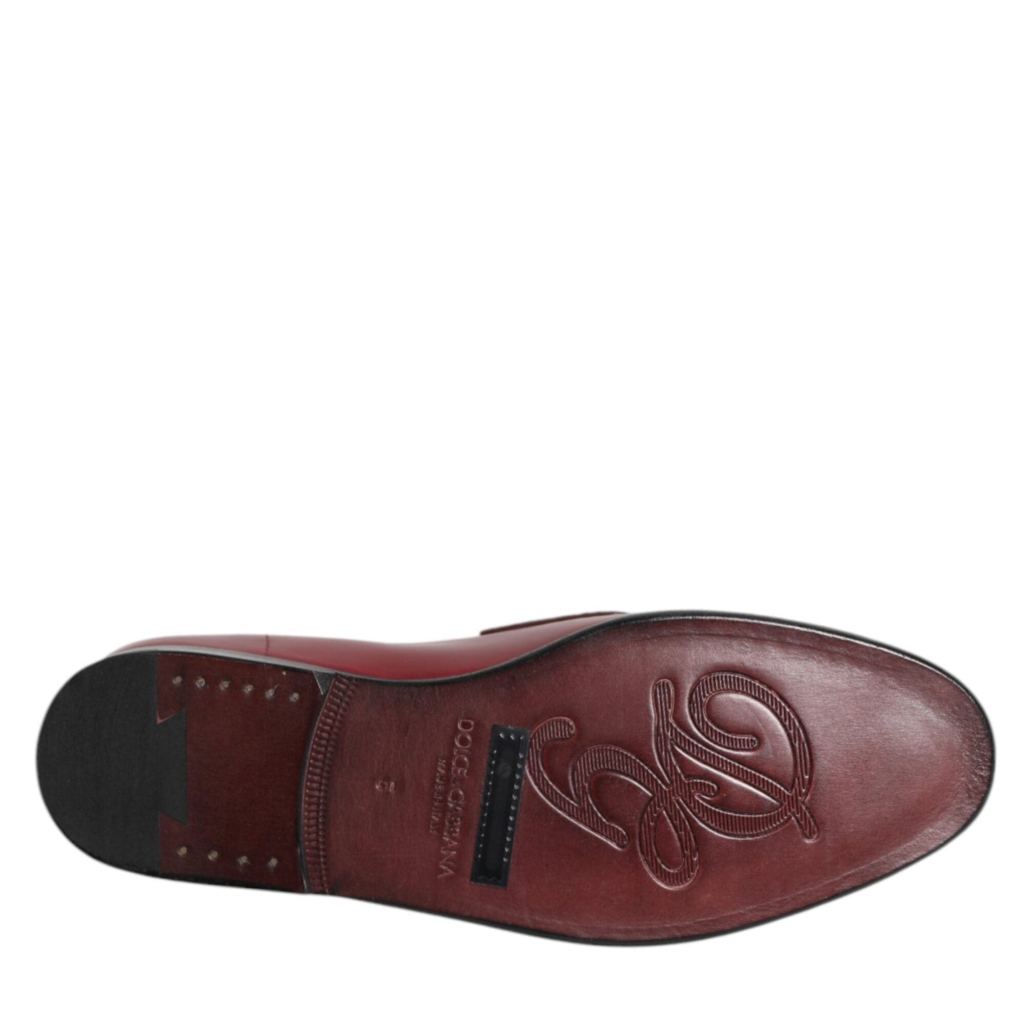 Dolce & Gabbana Burgundy Leather Formal Slip On Shoes