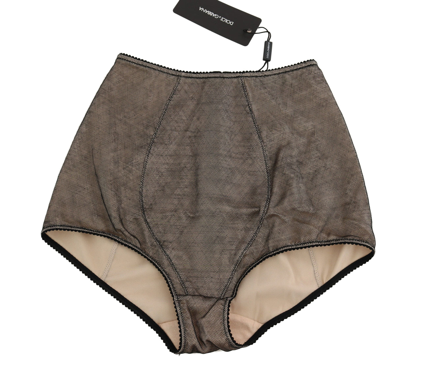 Dolce & Gabbana Bottoms Underwear Beige With Black Net Dolce & Gabbana