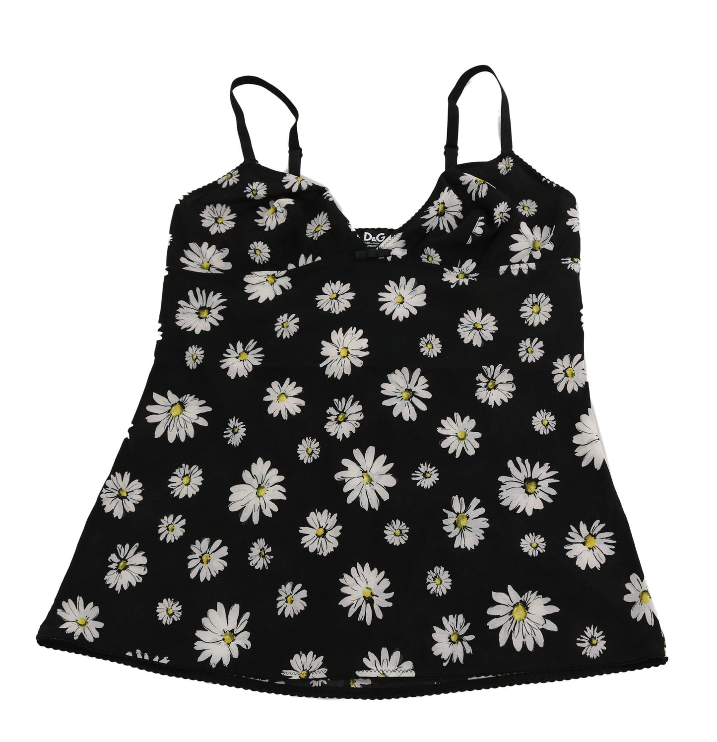 Dolce & Gabbana Black Daisy Print Dress Lingerie Chemisole Dolce & Gabbana