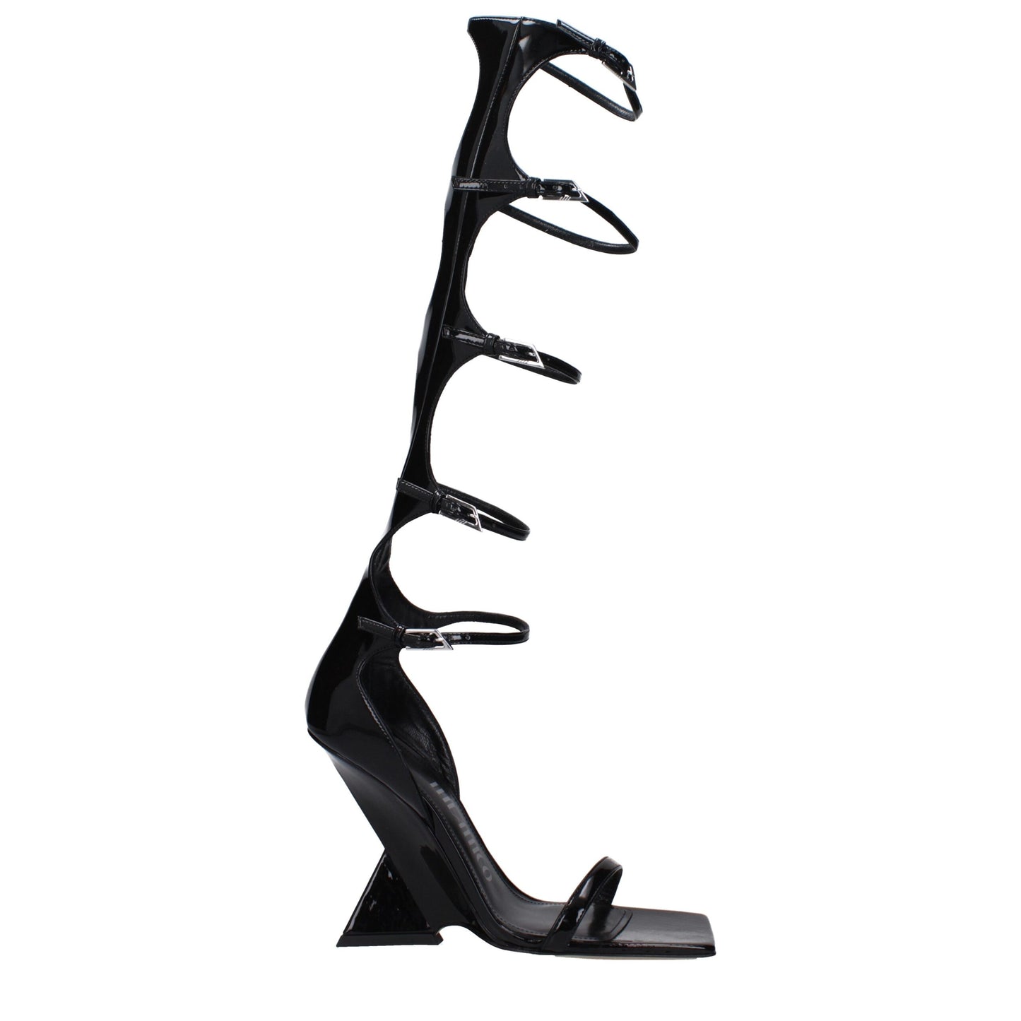 The Attico Black Leather Stiletto Heel Sandals The Attico