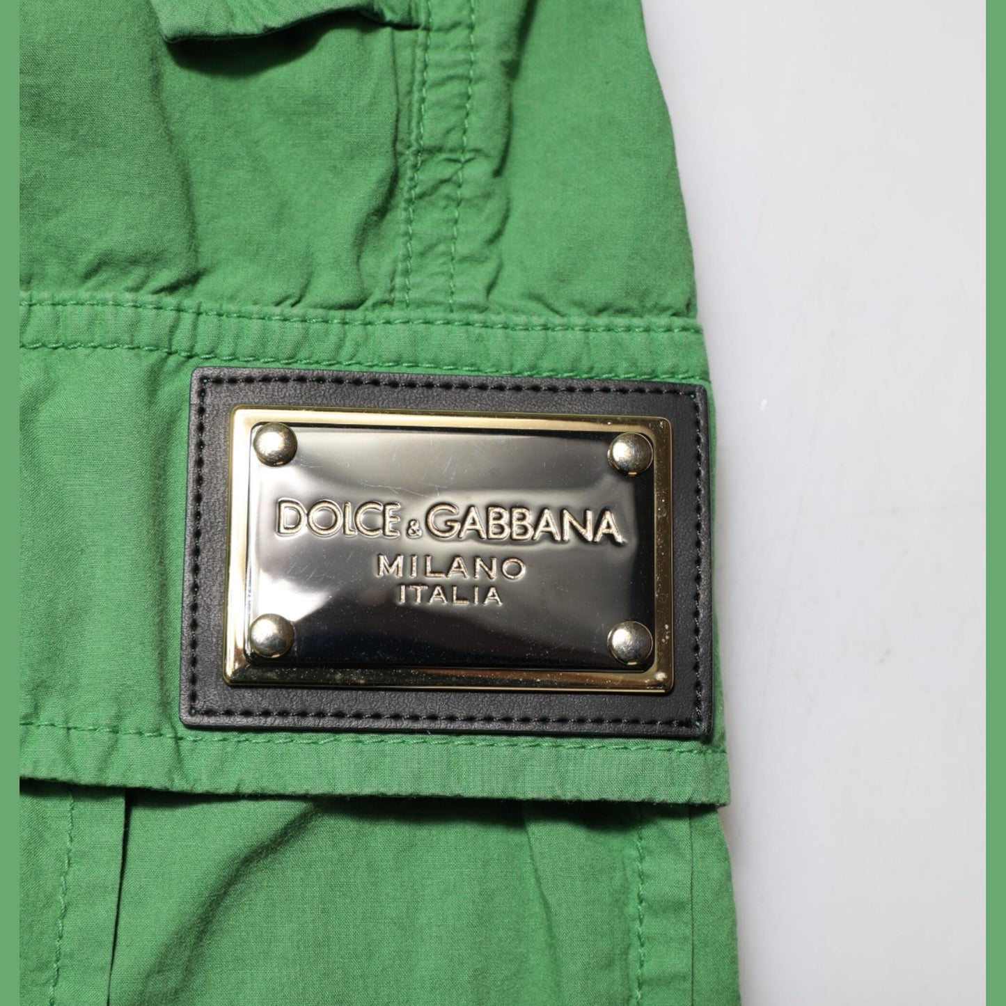 Dolce & Gabbana Green Cotton High Waist Cargo Trouser Pants