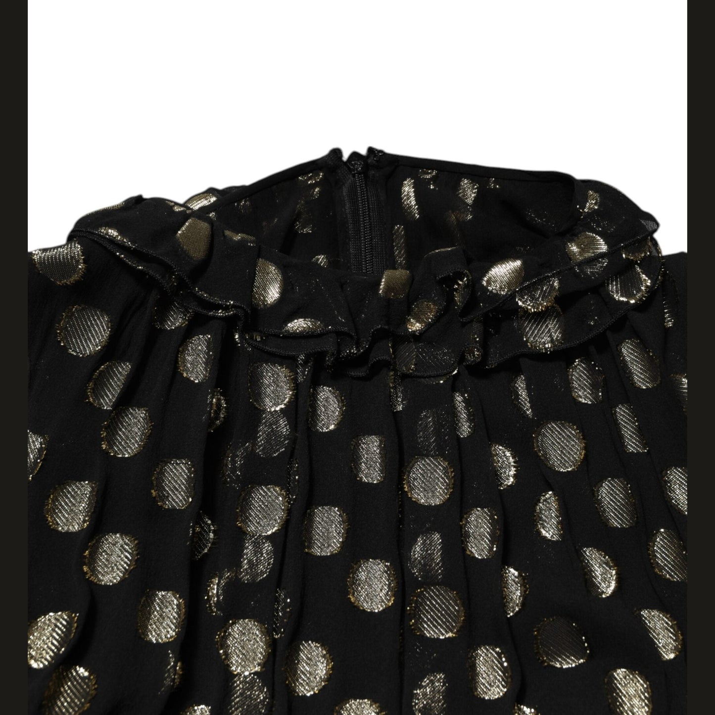 Dolce & Gabbana Black Gold Polka Dot Silk Brocade Mini Dress