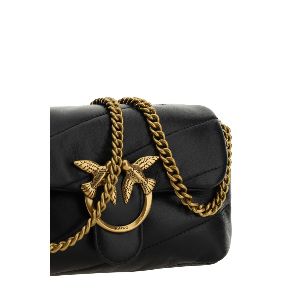 PINKO Black Calf Leather Bos Taurus Shoulder Bag PINKO