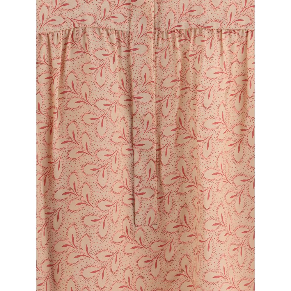 Kristina Ti Blouse with foliage print and refined stand-up collar