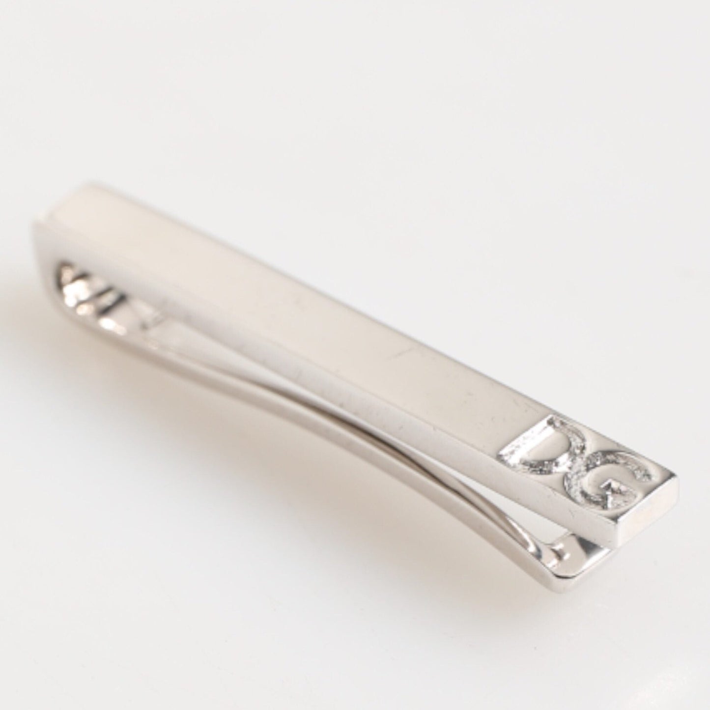 Dolce & Gabbana Silver Tone Brass Logo Branded Men Accessory Tie Clip Bar