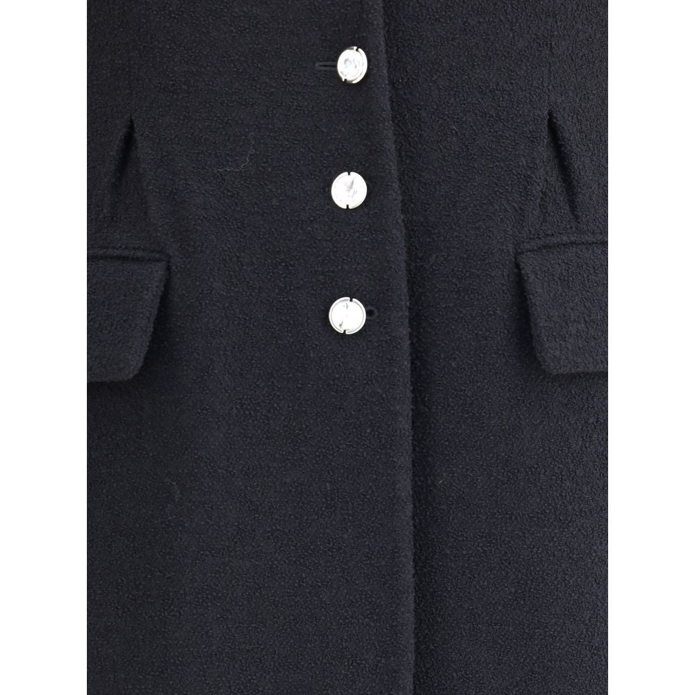 Alessandra Rich Black Fleece Wool Coat Alessandra Rich