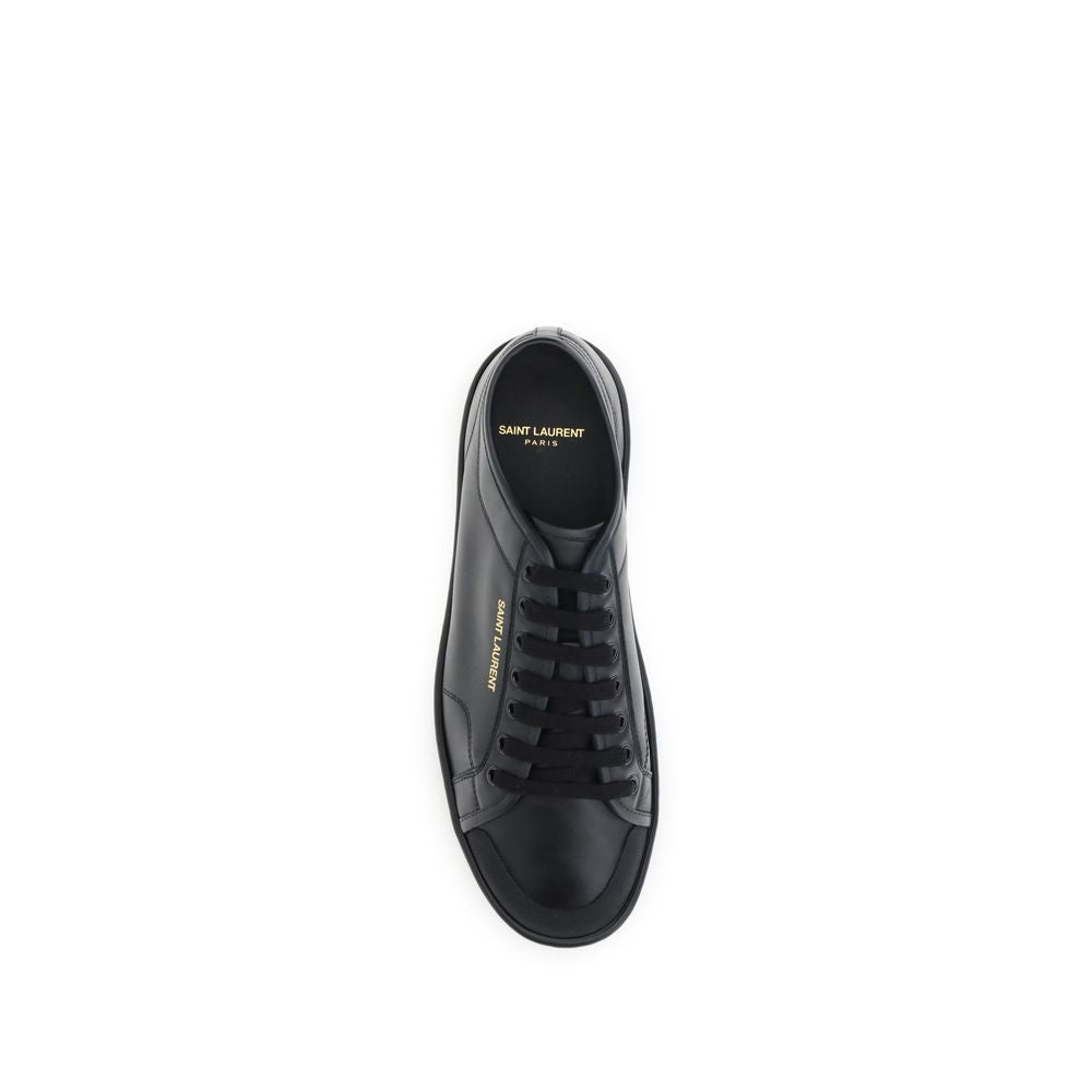 Saint Laurent Black Calf Leather Bos Taurus Low Top Sneakers