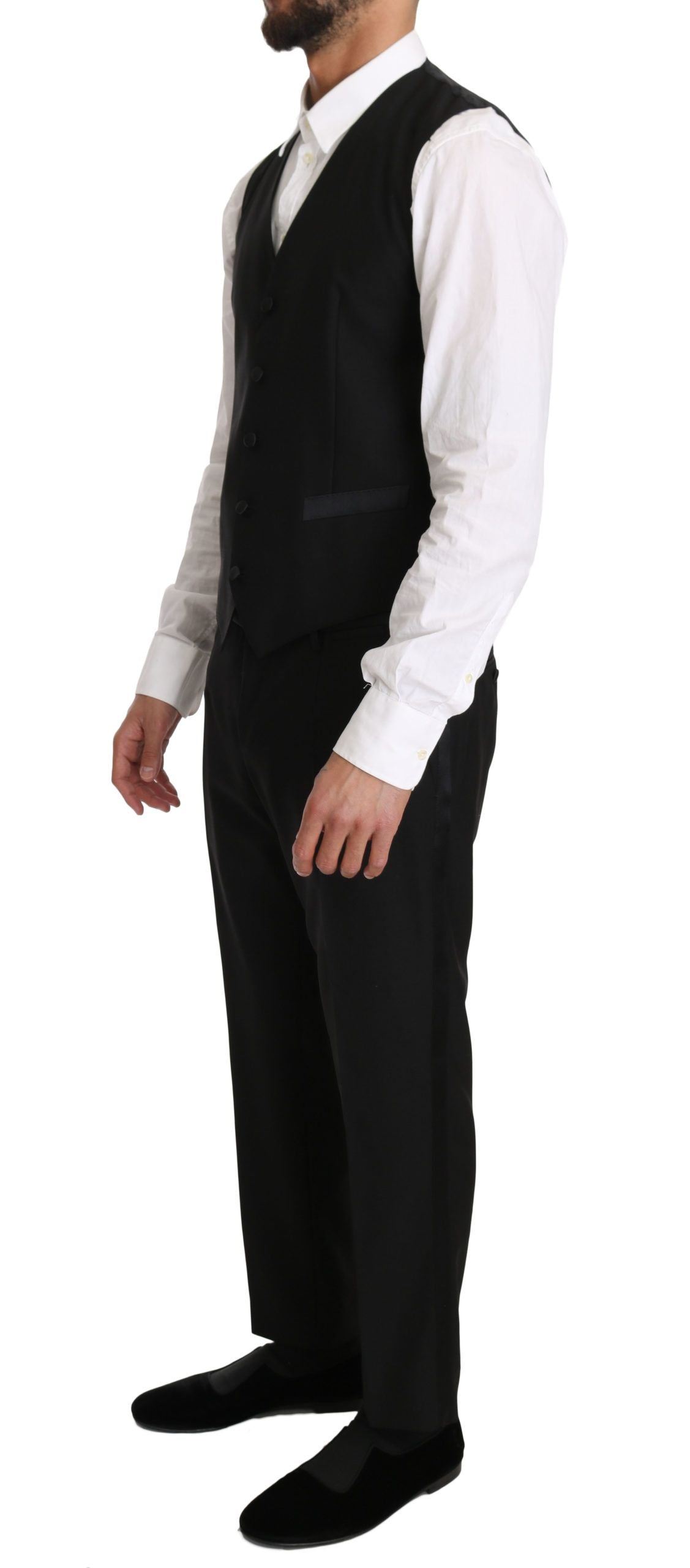 Dolce & Gabbana Black Wool Dress Waistcoat Gillet Vest Dolce & Gabbana