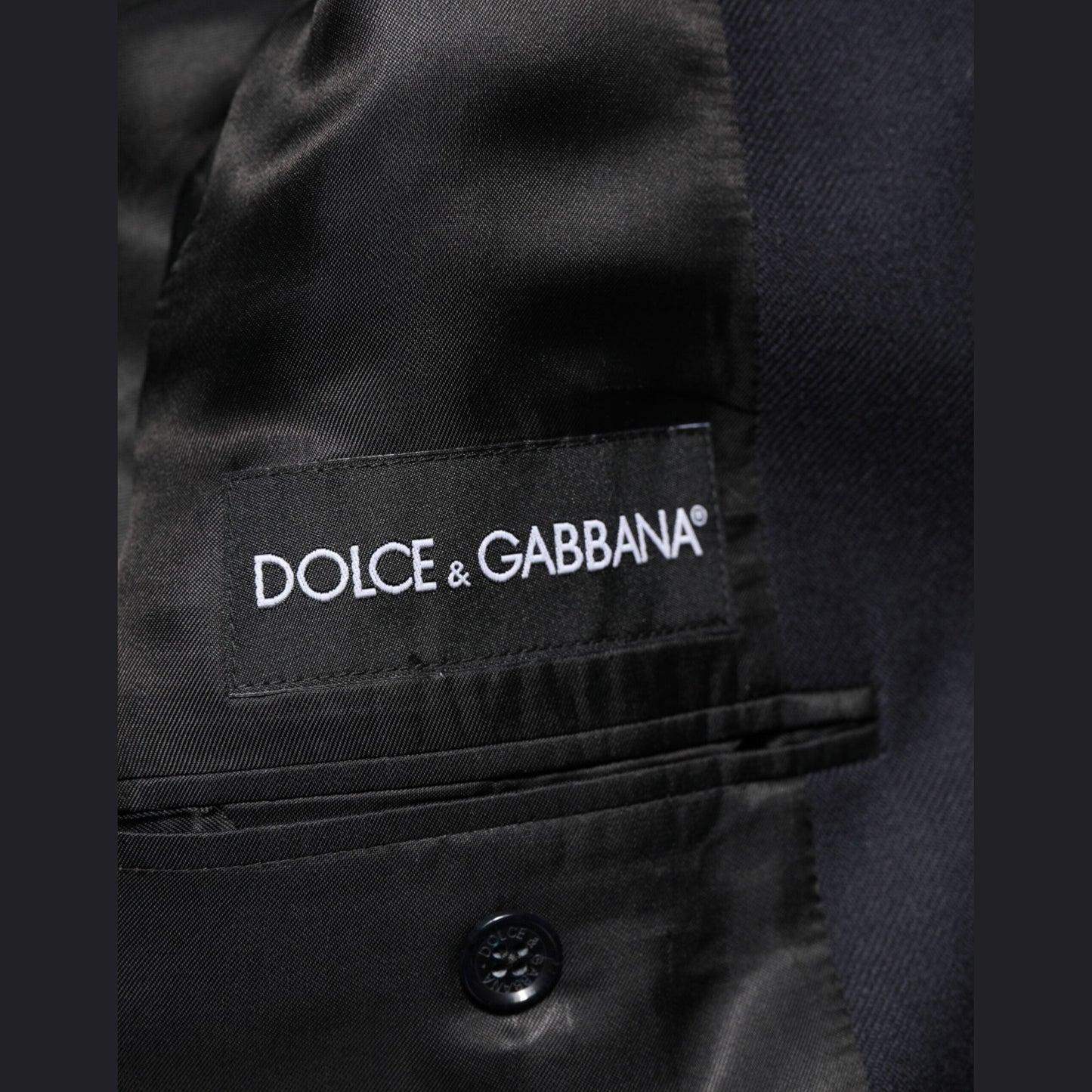 Dolce & Gabbana Dark Blue Wool Men Jacket Coat Blazer Suit