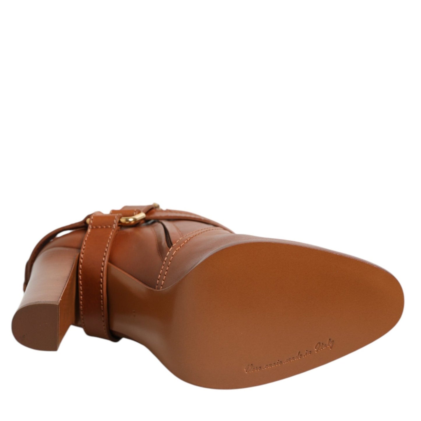 Dolce & Gabbana Brown Leather DG Logo Buckle Ankle Boots Shoes Dolce & Gabbana