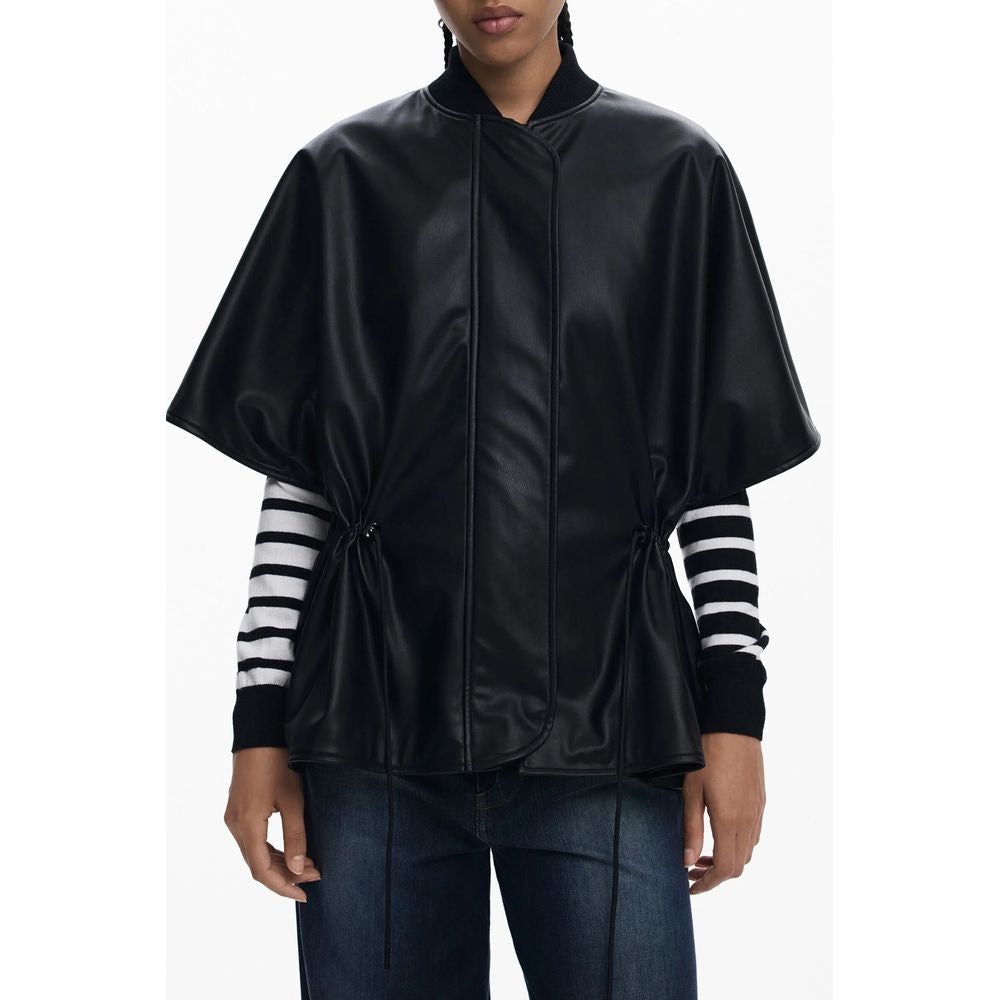 Desigual Black Polyethylene Women Poncho Desigual