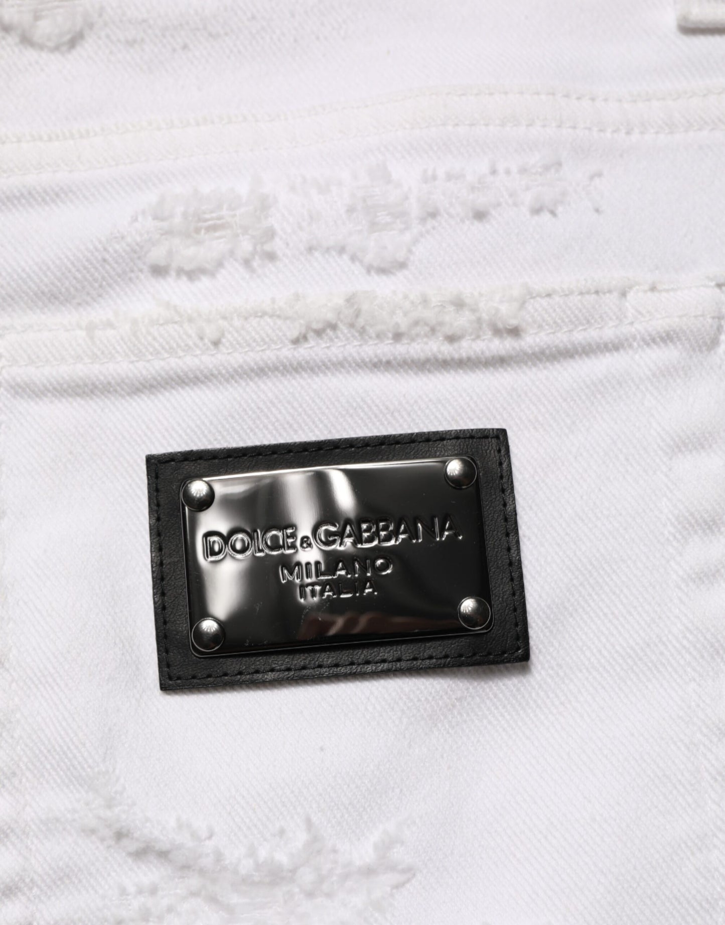 Dolce & Gabbana White Distressed Ripped Denim Trouser Jeans Dolce & Gabbana