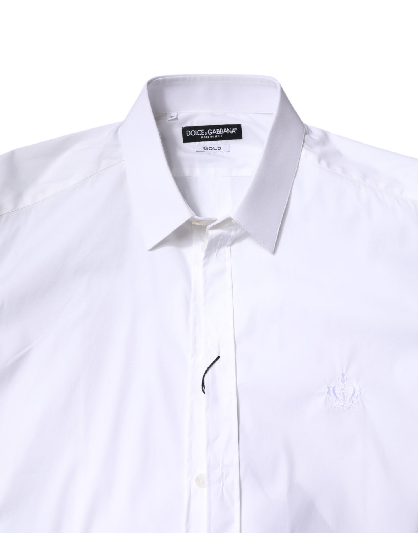 Dolce & Gabbana White Cotton Collared GOLD FormalDress Shirt Dolce & Gabbana