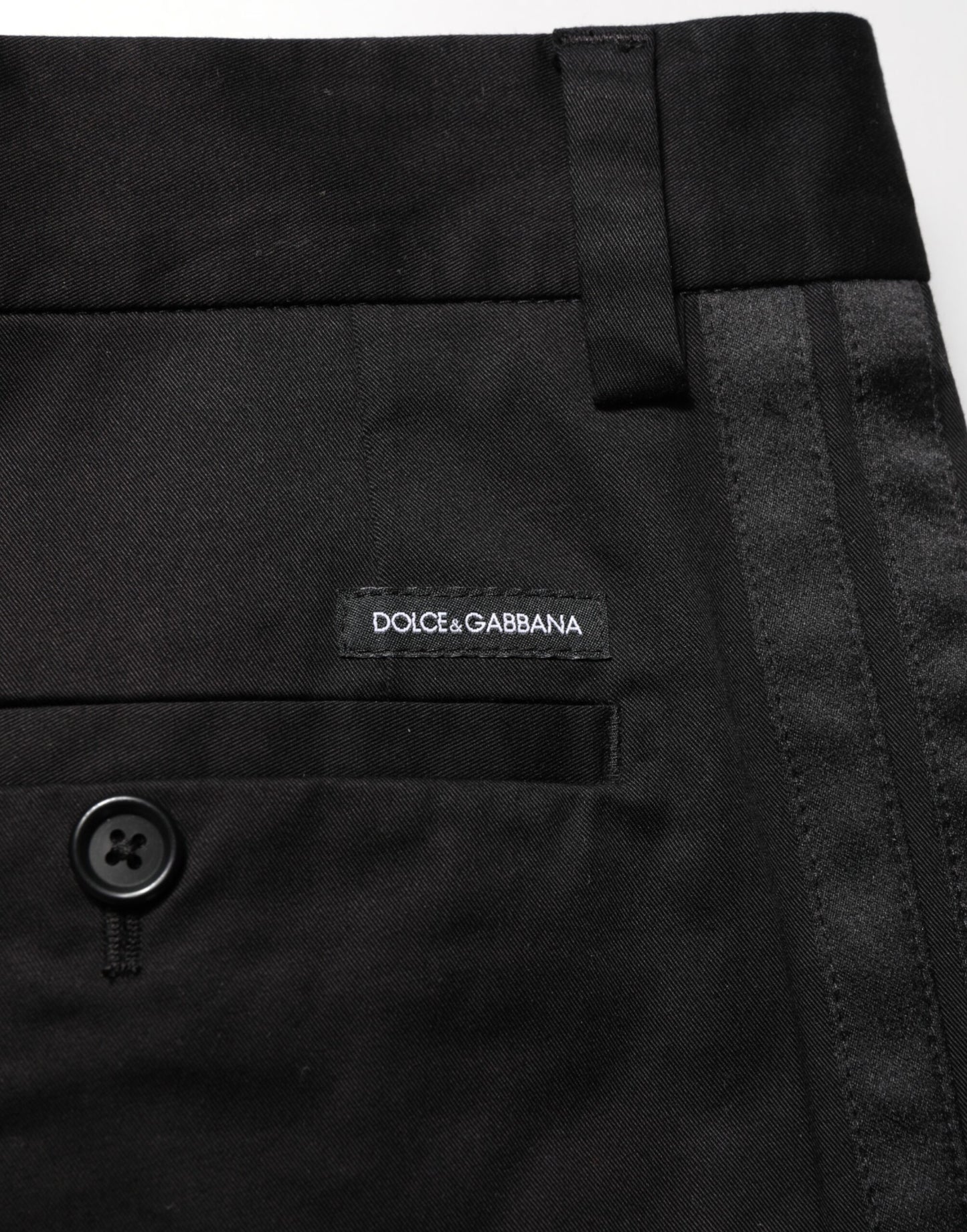 Dolce & Gabbana Black Cotton Stretch Casual Trouser Pants Dolce & Gabbana