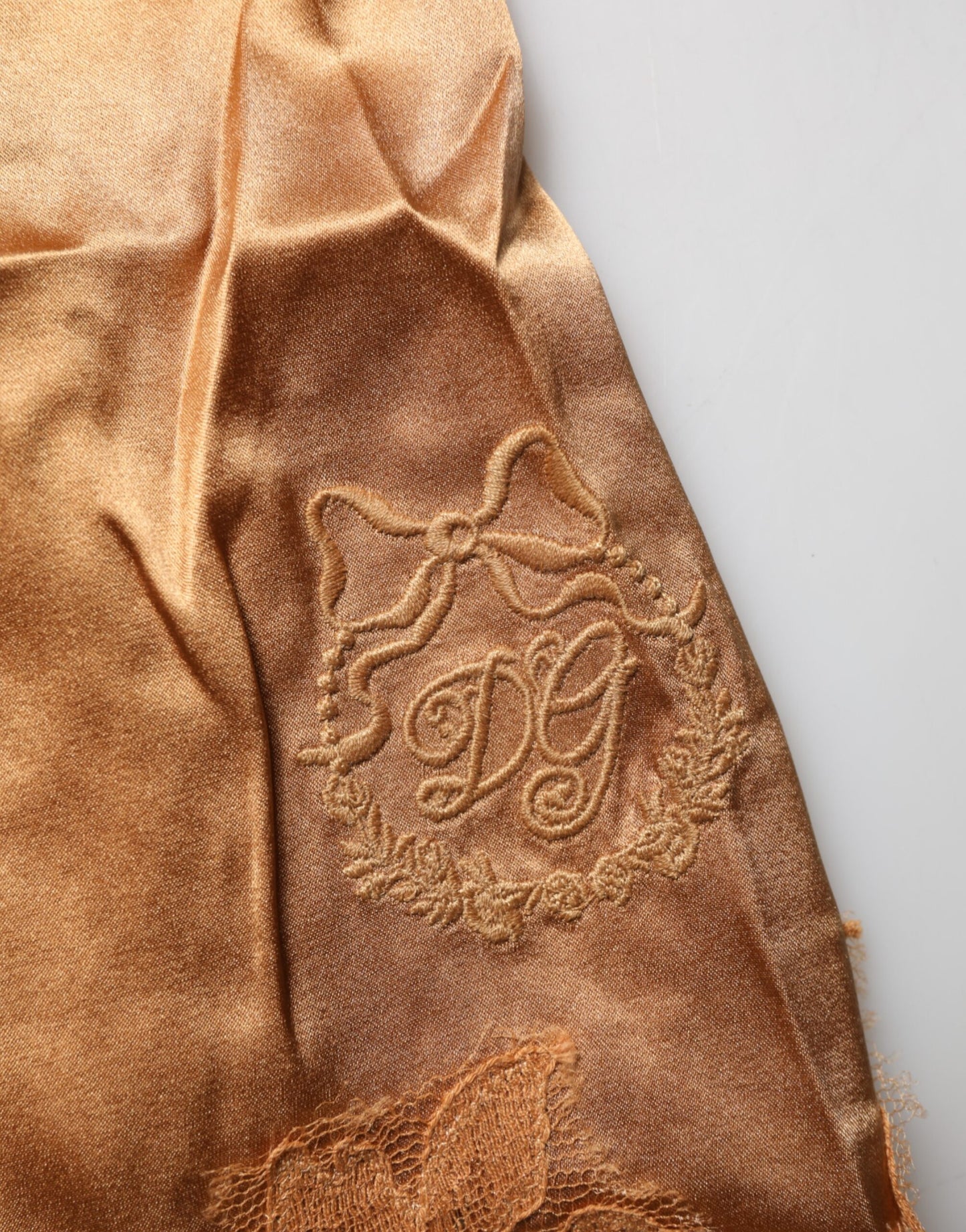 Dolce & Gabbana Brown Floral Lace Silk Satin Tank Lingerie Underwear Dolce & Gabbana