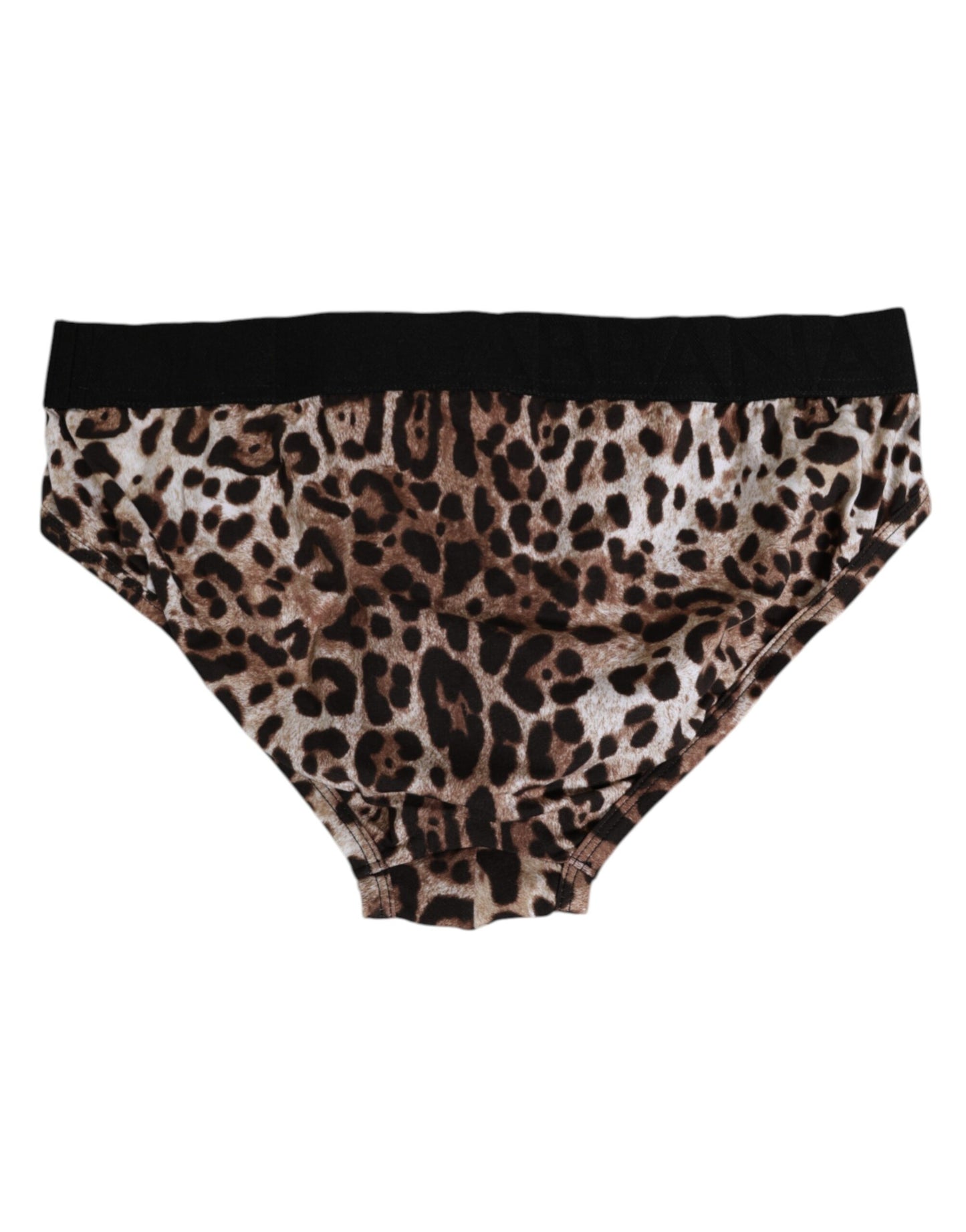 Dolce & Gabbana Brown Cotton Leopard Logo Midi Brief Underwear Dolce & Gabbana
