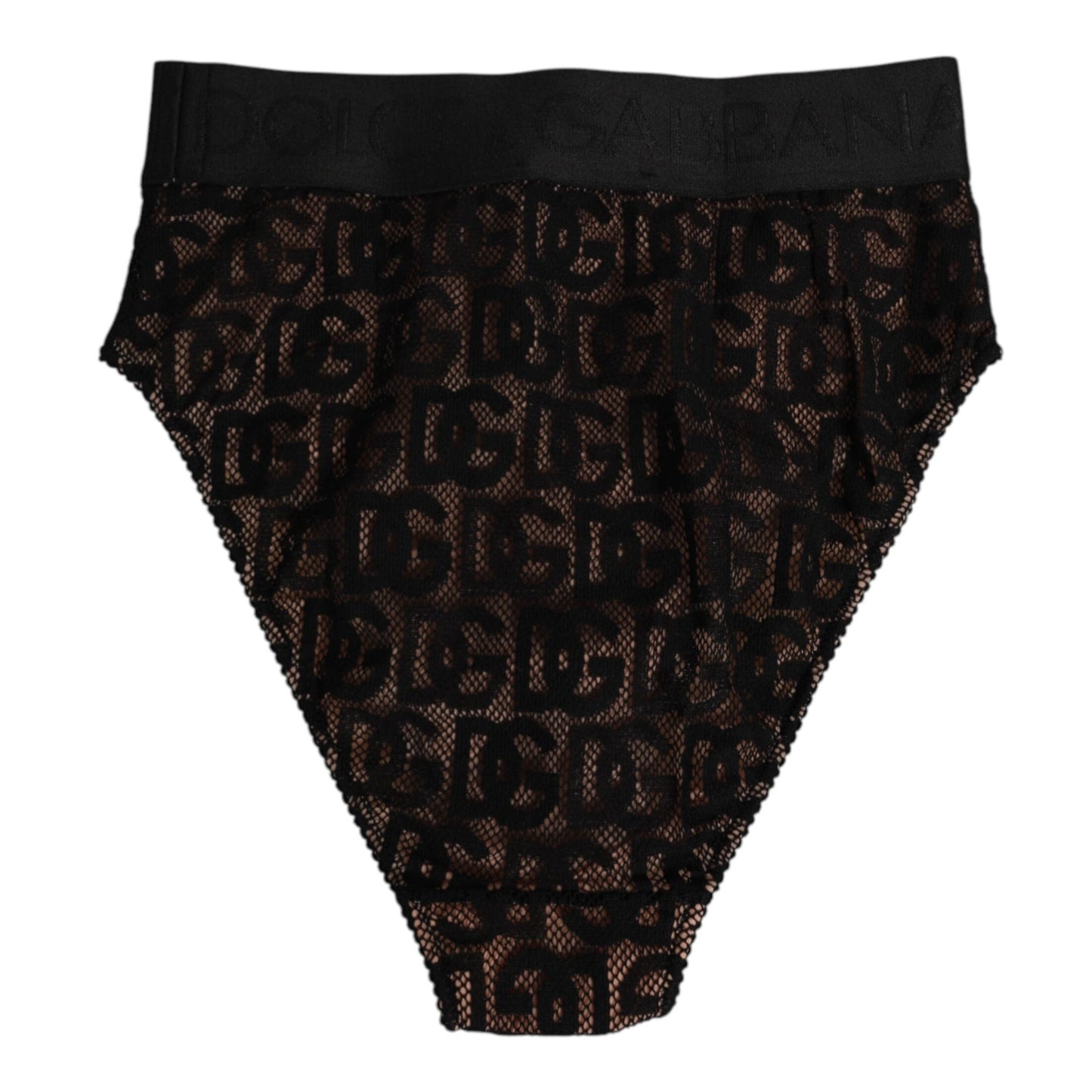 Dolce & Gabbana Black DG Logo Lace High Brief Panty Underwear