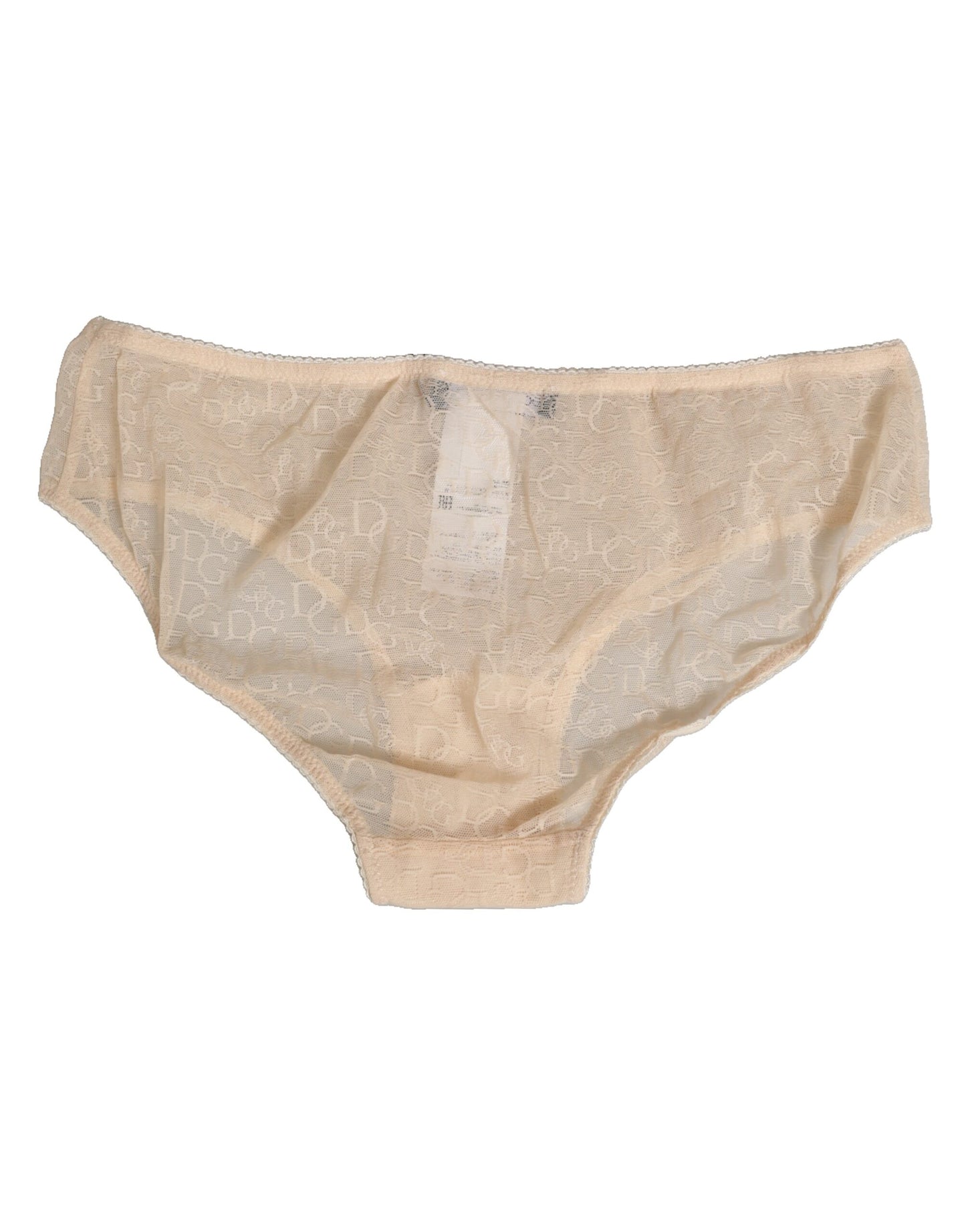 Dolce & Gabbana Beige DG Logo Lace Mid Waist Panty Underwear Dolce & Gabbana