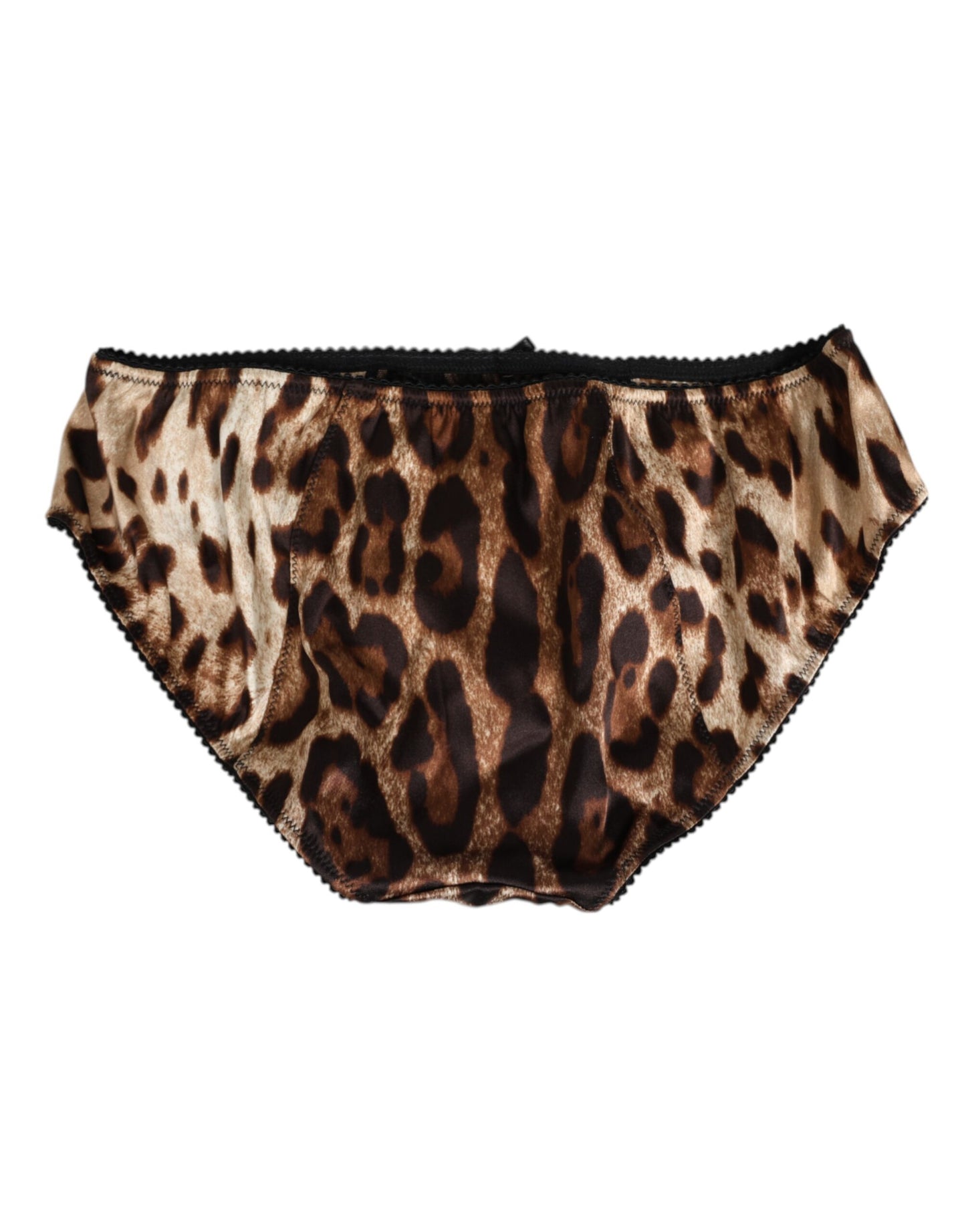 Dolce & Gabbana Brown Leopard Silk Mid Waist Panty Underwear Dolce & Gabbana