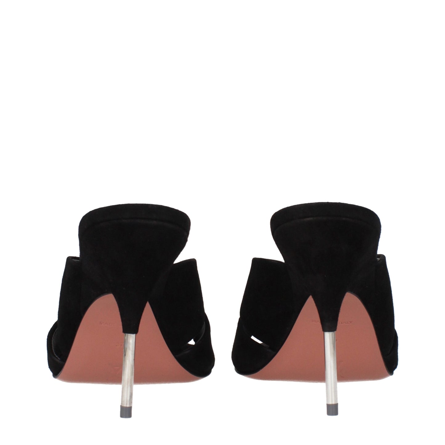 Amina Muaddi Black Leather Stiletto Heel Sandals Amina Muaddi