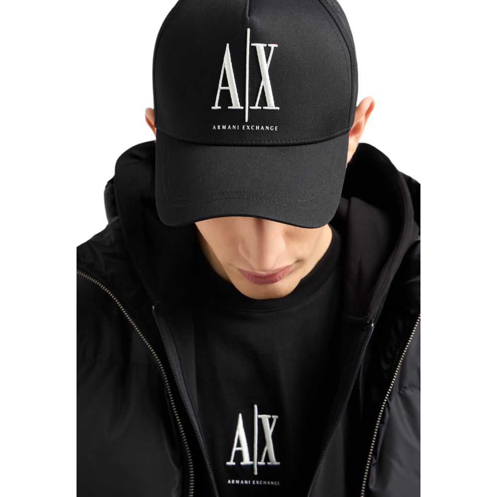 Armani Exchange Black Cotton Caps Baseball Hat Armani Exchange