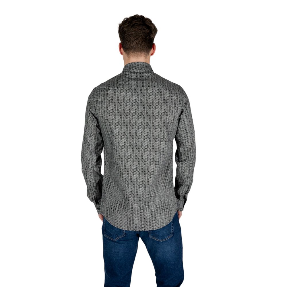 Armani Exchange Black Cotton Pattern Shirt Armani Exchange