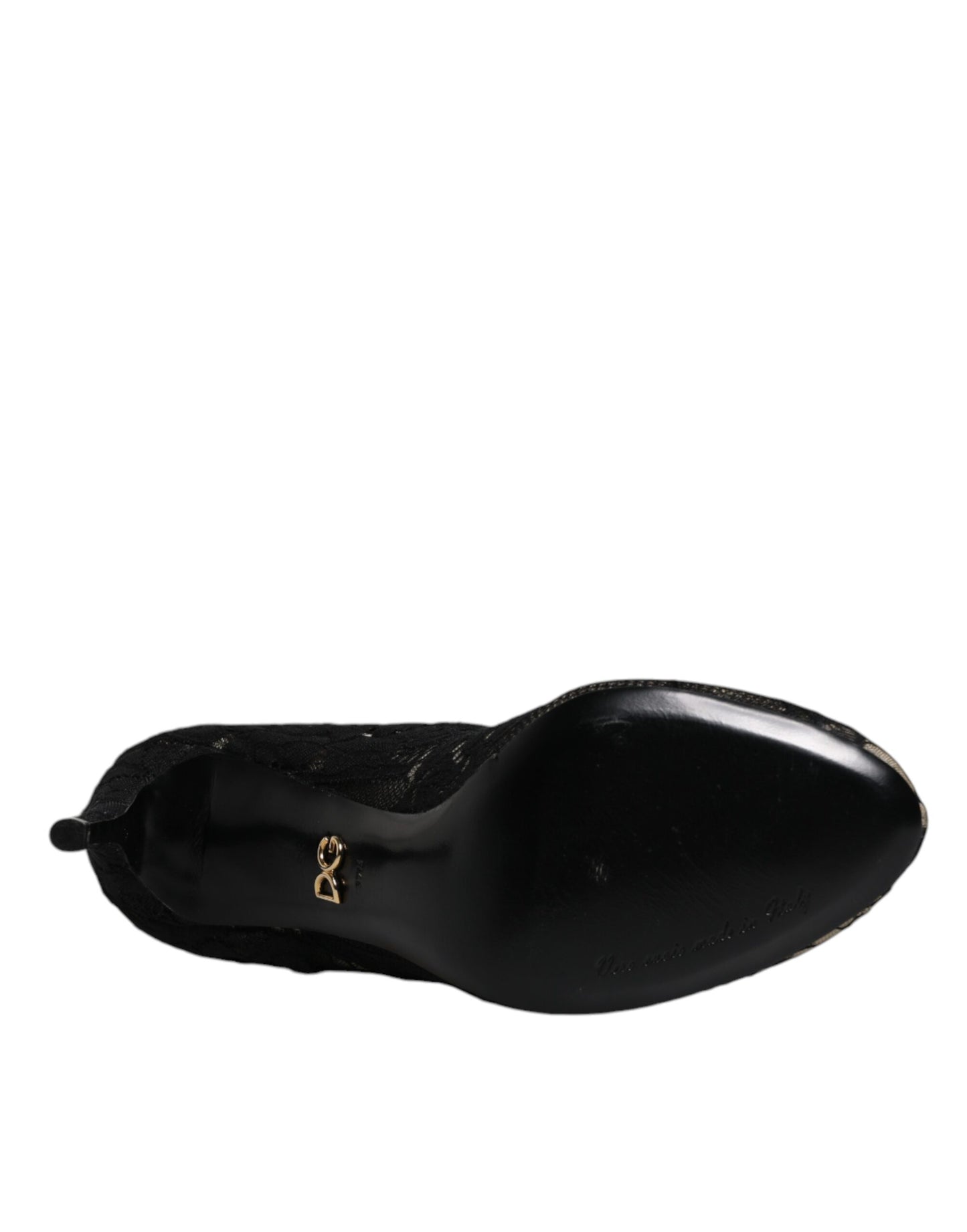 Dolce & Gabbana Black Lace Stretch Heels Mid Calf Boots Shoes Dolce & Gabbana