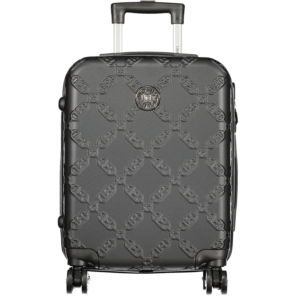 Laura Biagiotti Black Polyurethane Women's Travel Trolley Set Laura Biagiotti