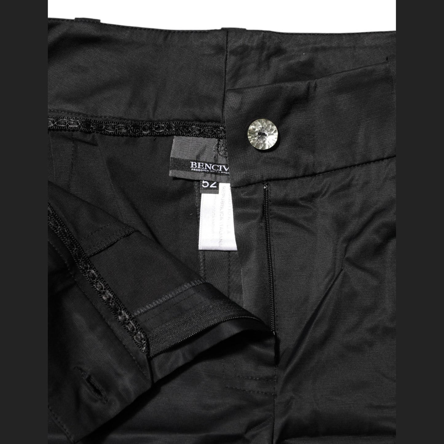 BENCIVENGA Black Cotton Blend Cropped Straight Leg Pants
